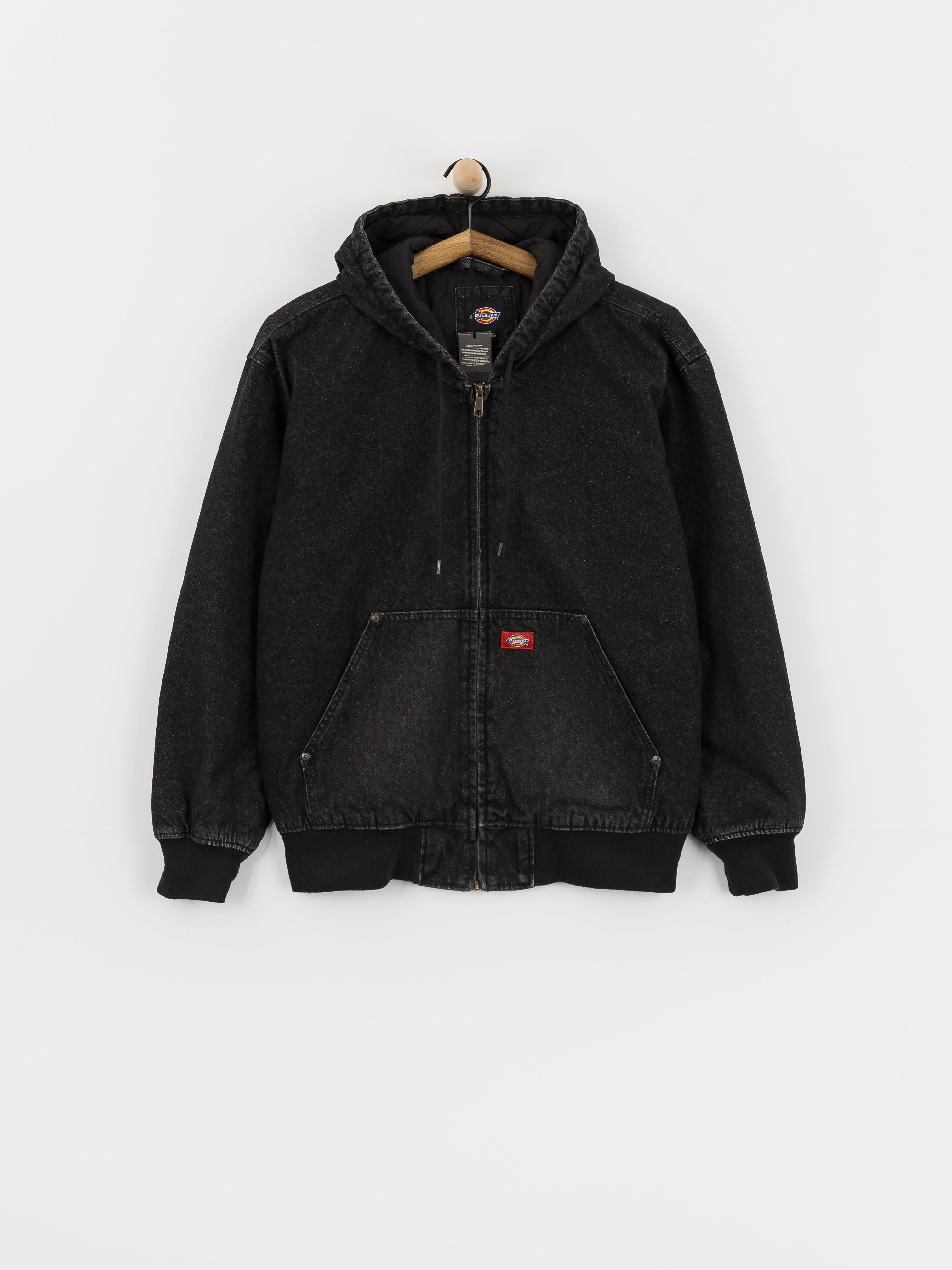 Dickies Hilham Lined Denim Hooded Bomber Dzseki (black wash faded)