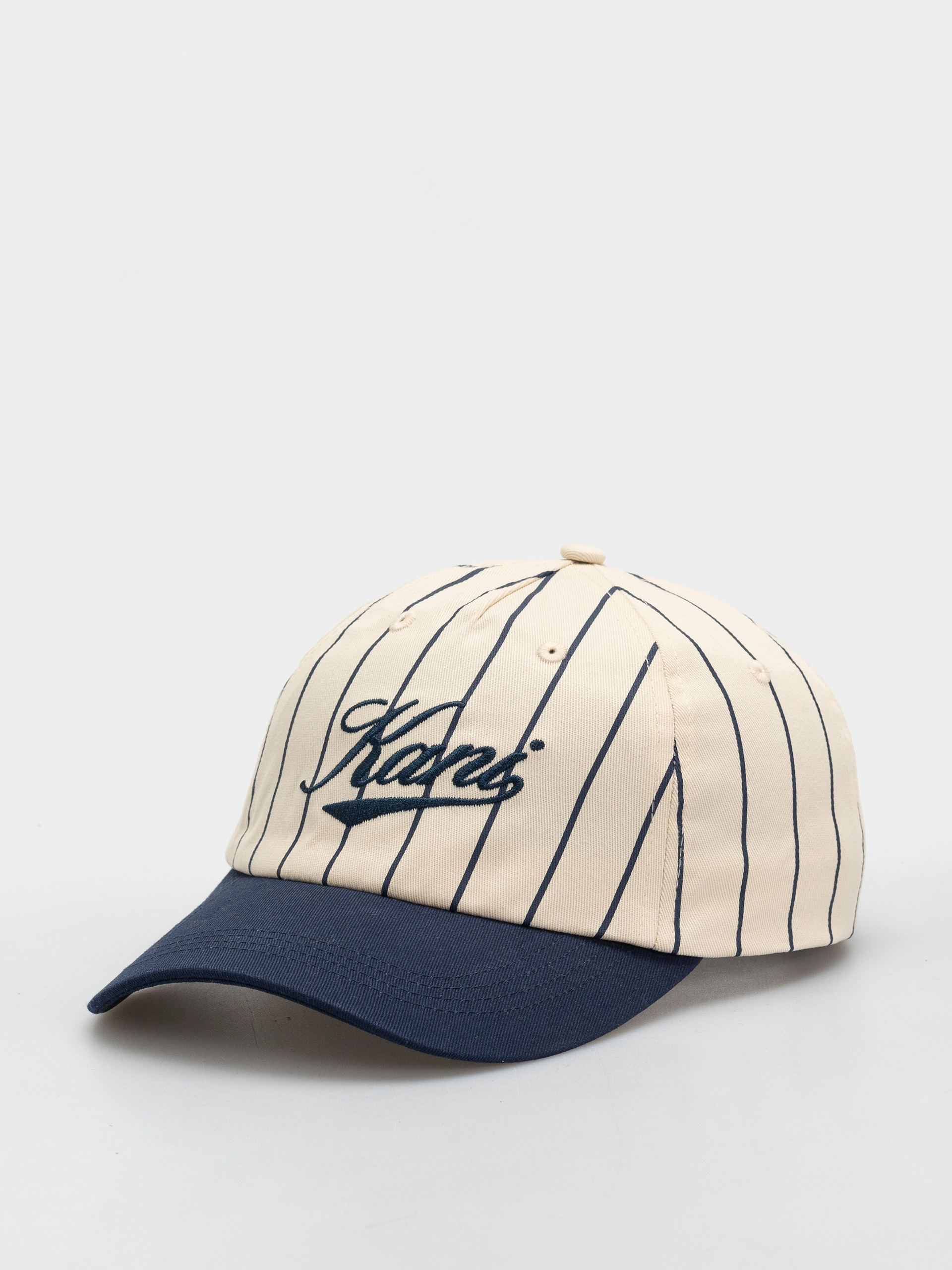 Karl Kani Cursive Varsity Pinstripe Baseball Baseball sapka (white)