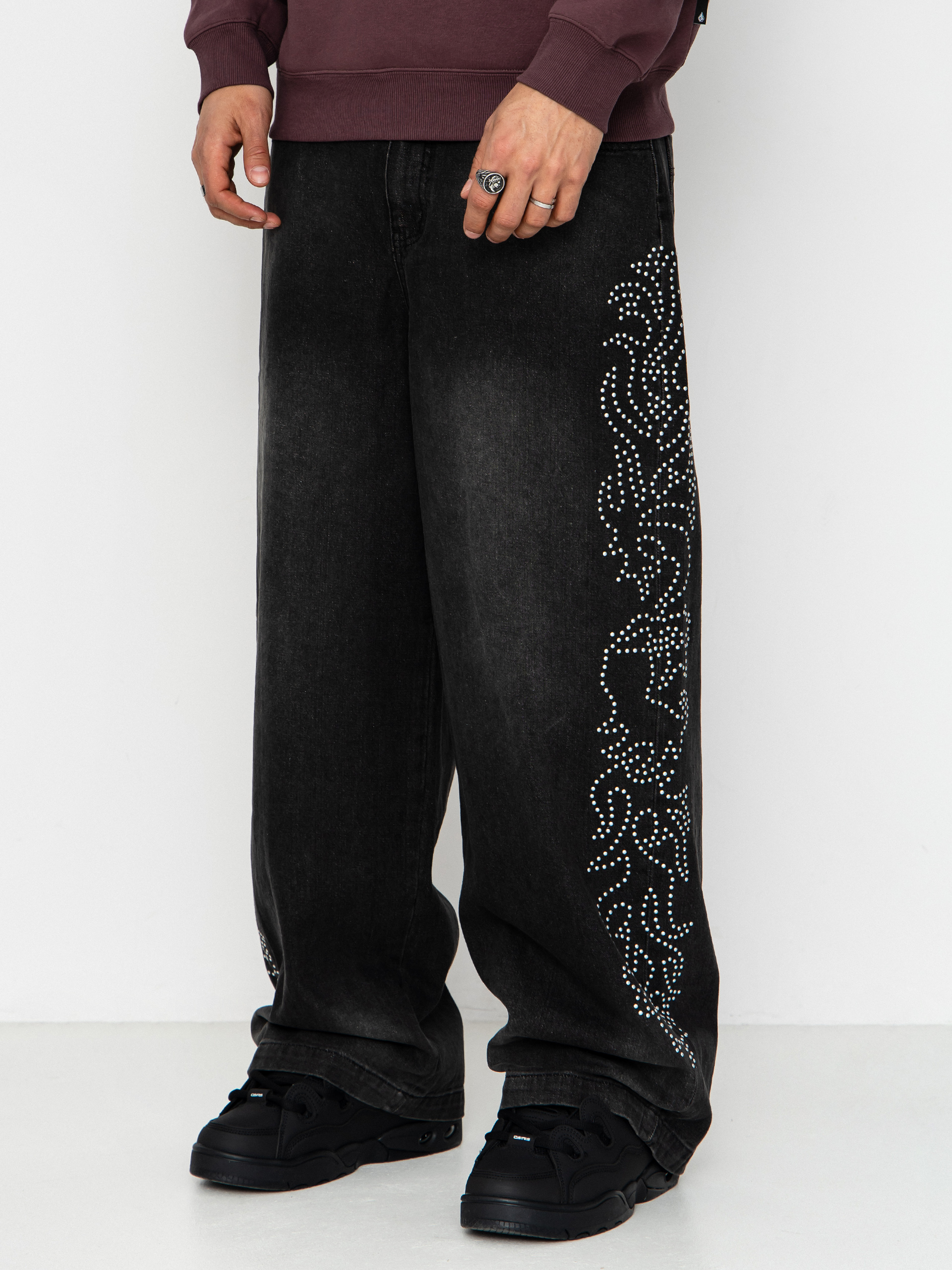 RipNDip Pretty Flacko Extra Wide Leg Kisnadrág (black vintage wash denim)