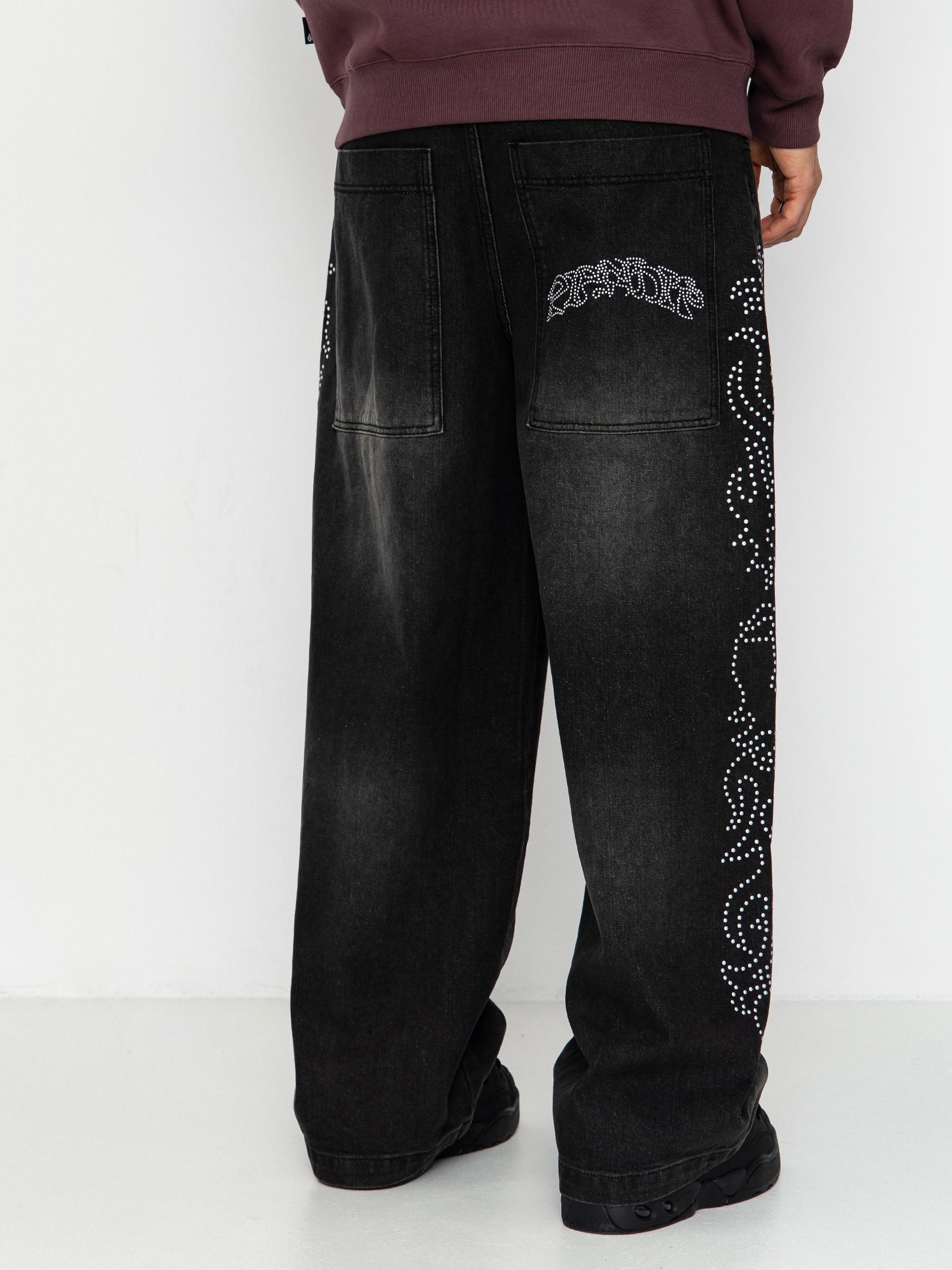 RipNDip Pretty Flacko Extra Wide Leg Kisnadrág (black vintage wash denim)