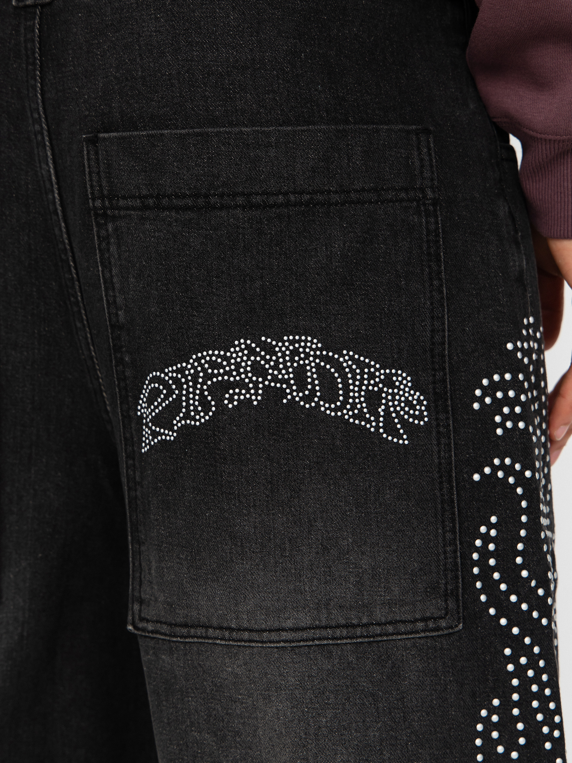 RipNDip Pretty Flacko Extra Wide Leg Kisnadrág (black vintage wash denim)