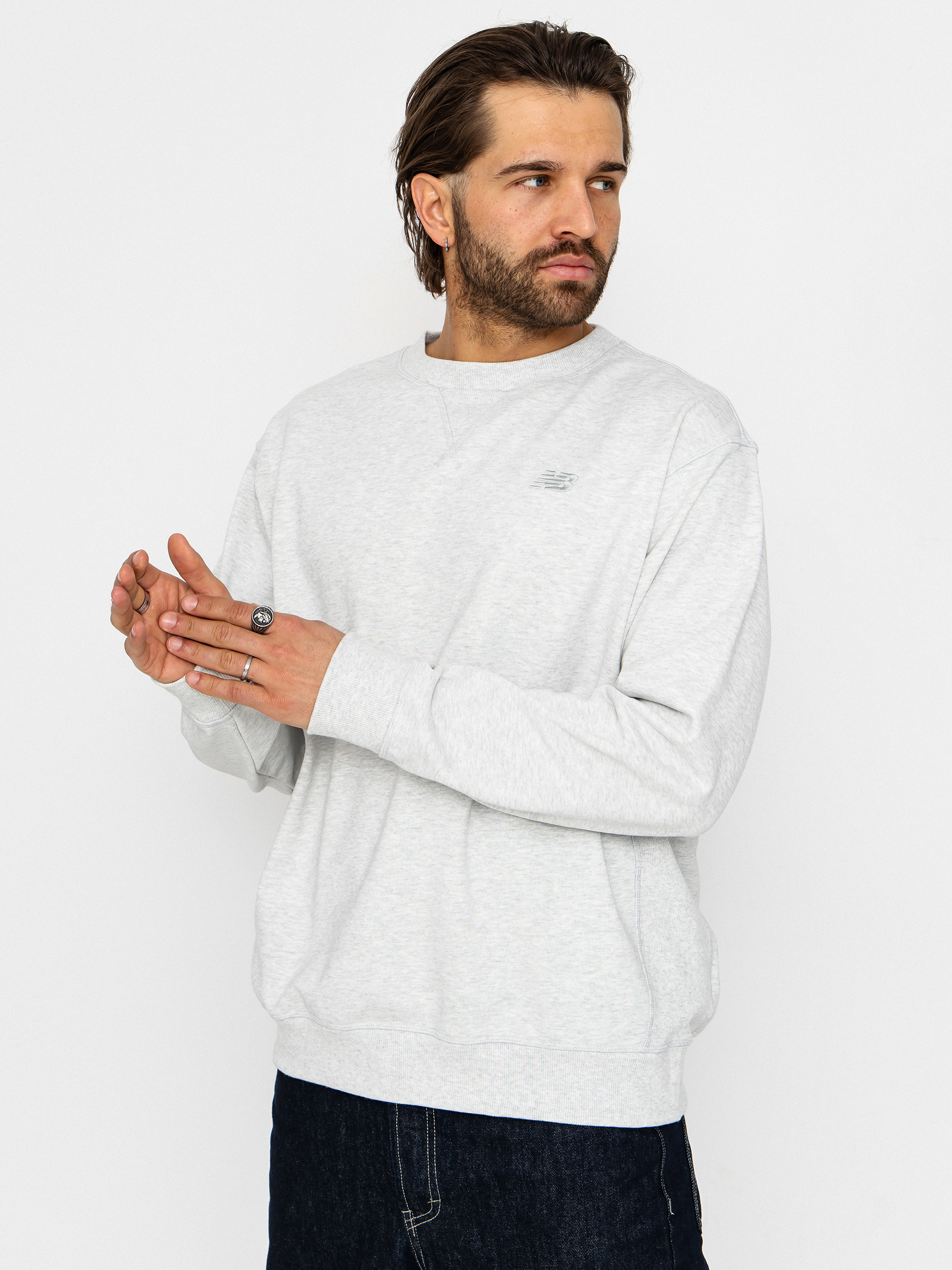 New Balance Athletics French Terry Crew Pulóver (ash heather)