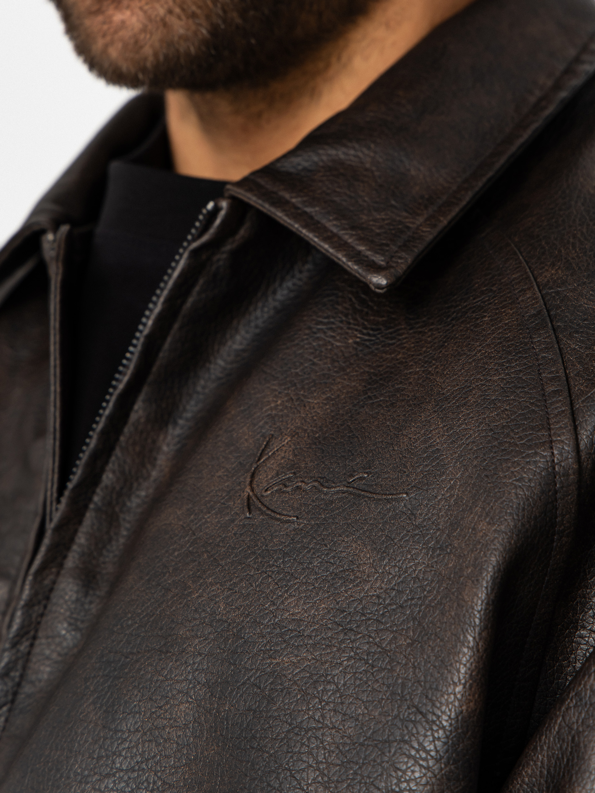 Karl Kani Signature Pu Leather Bomber Dzseki (brown)