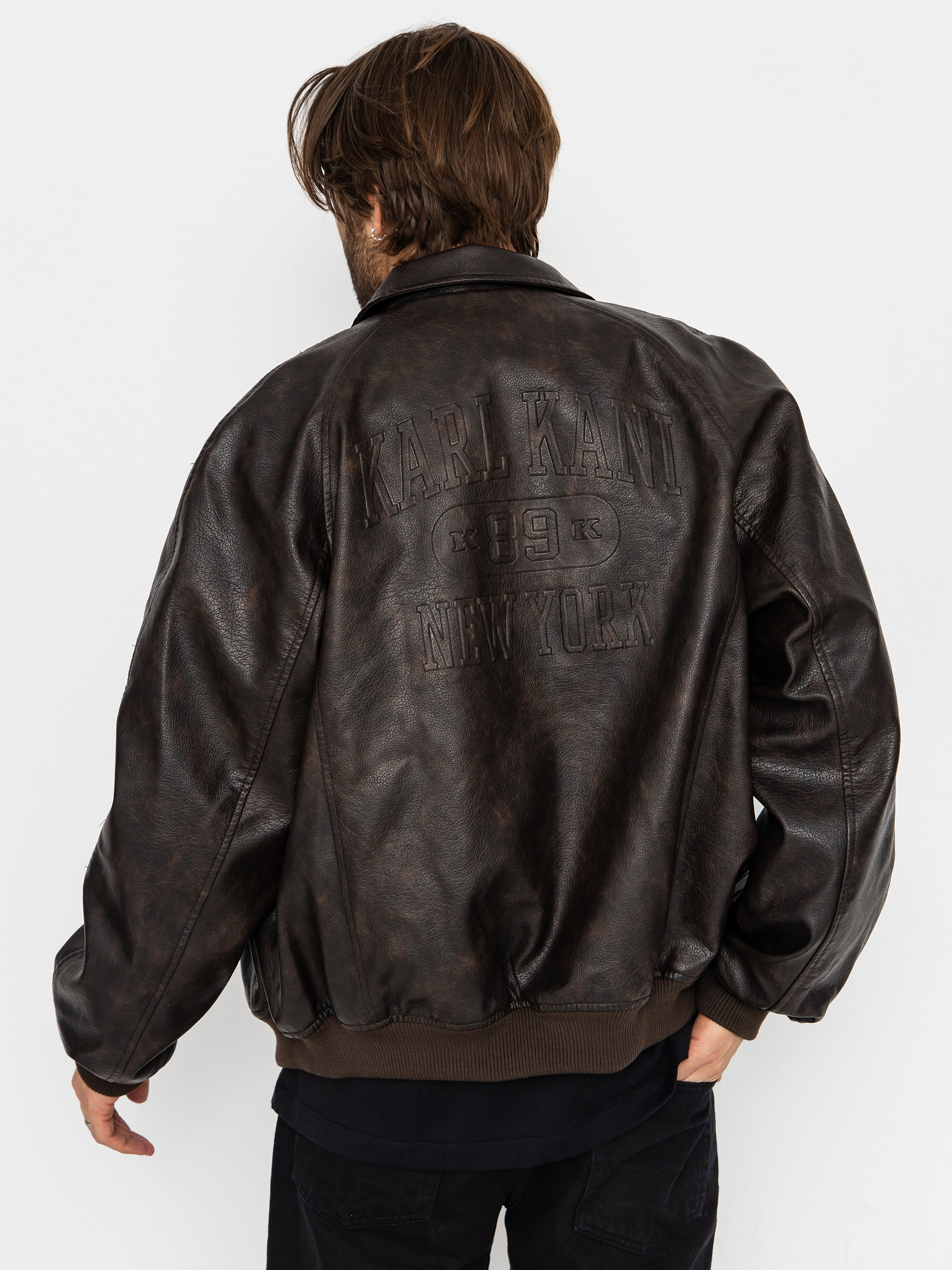 Karl Kani Signature Pu Leather Bomber Dzseki (brown)