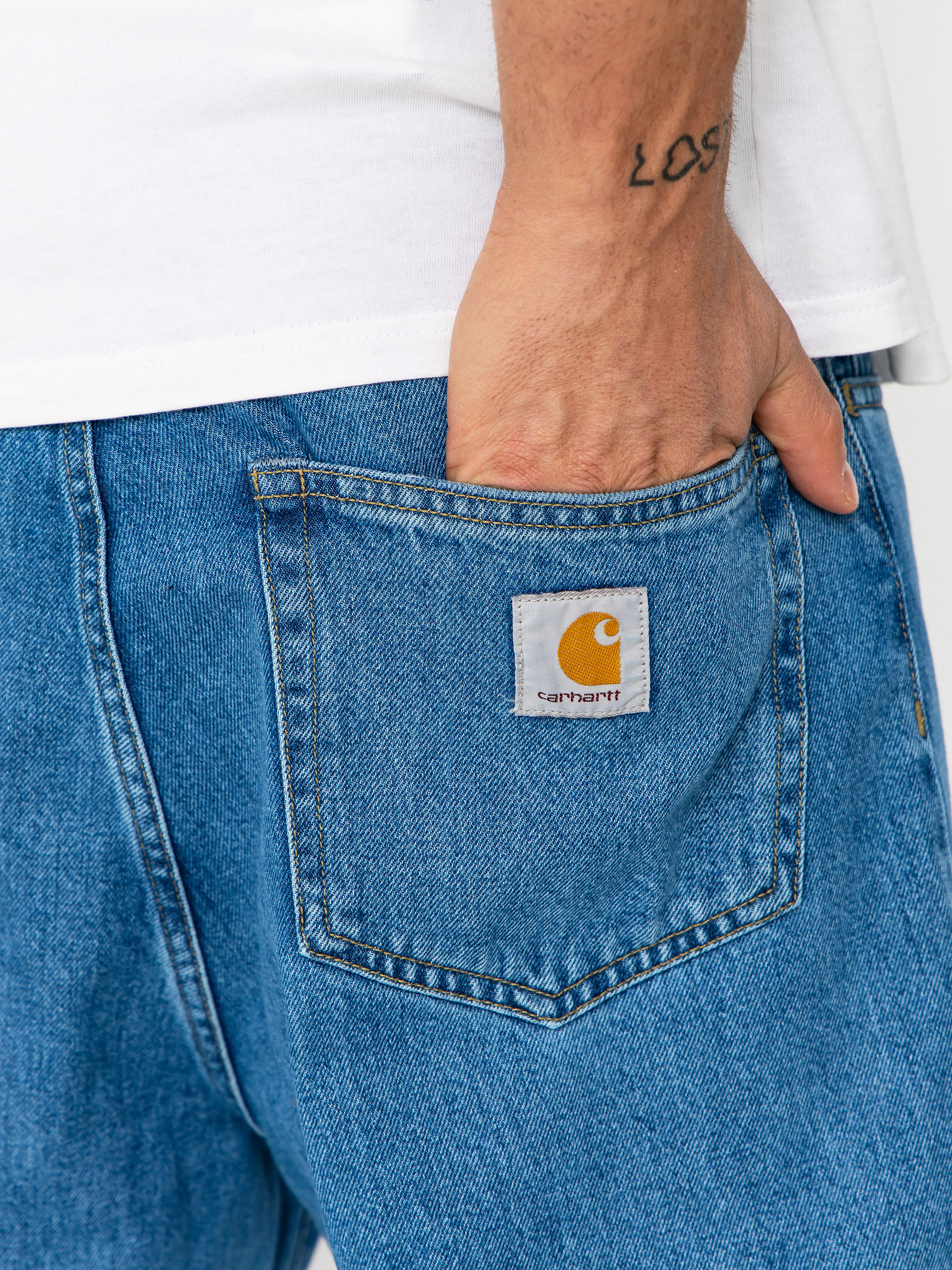 Kisnadrág Carhartt WIP Landon (blue heavy stone wash)