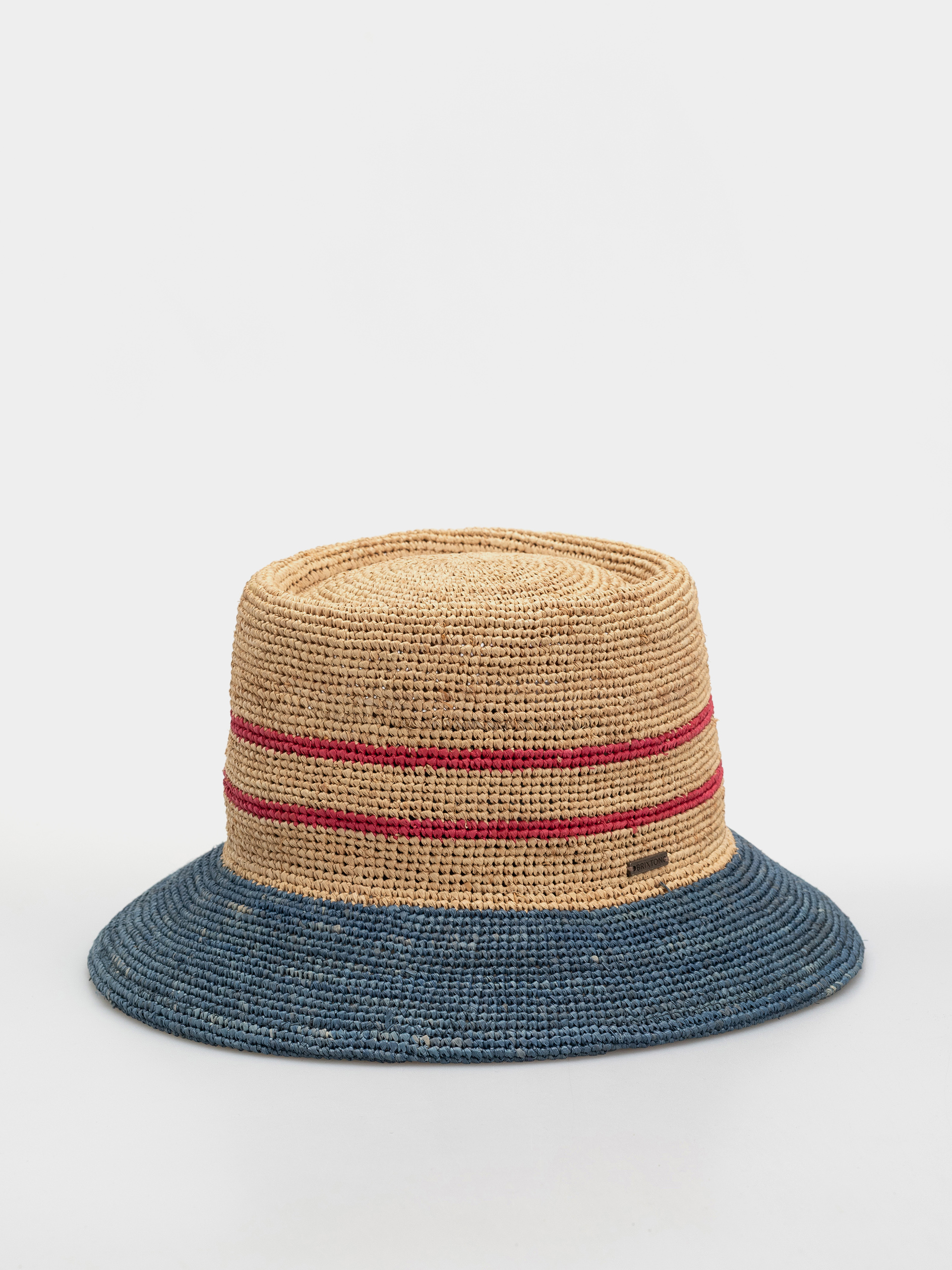 Brixton Ellee Straw Bucket Wmn Kalap (natural/navy/red)