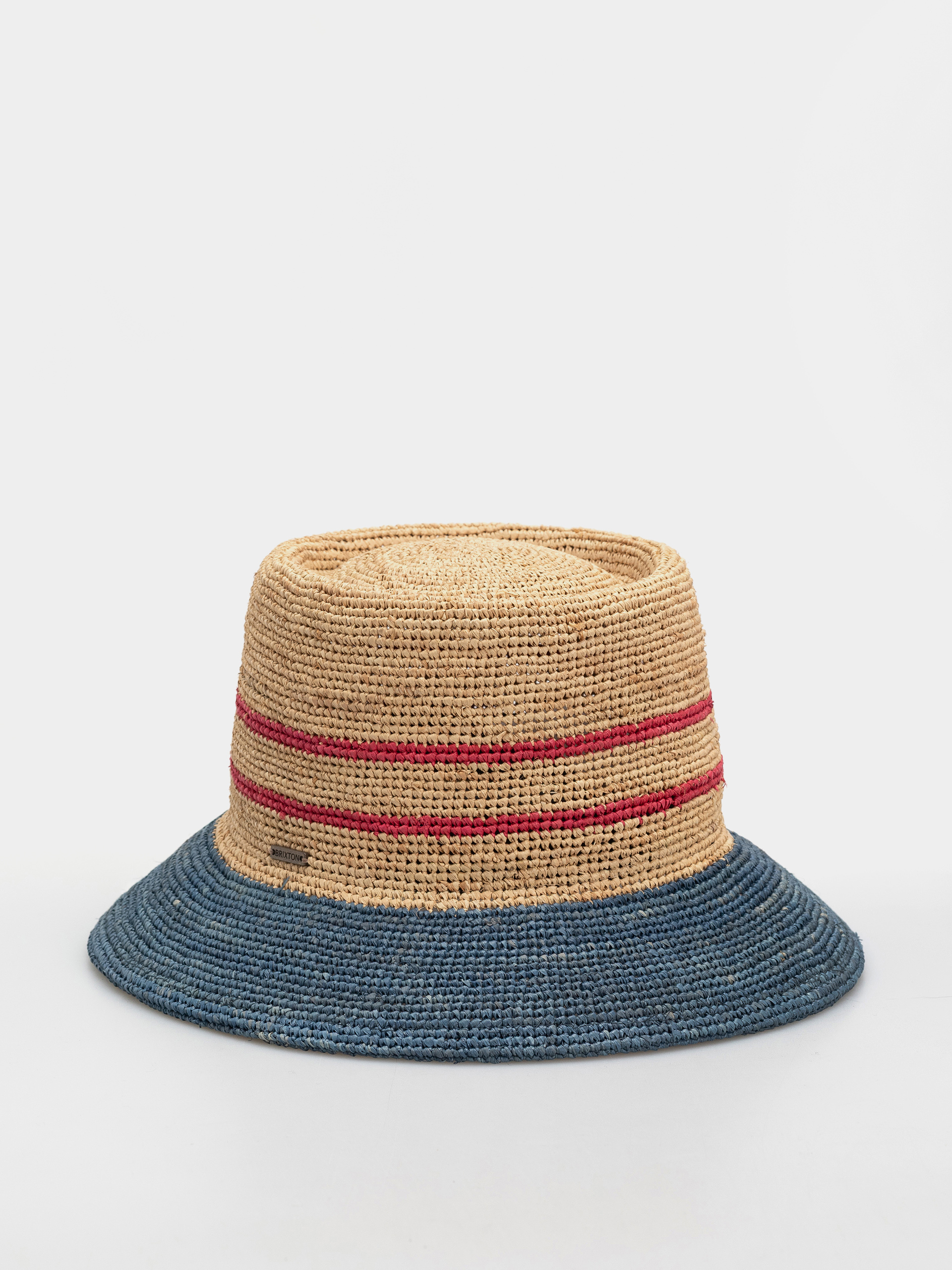 Brixton Ellee Straw Bucket Wmn Kalap (natural/navy/red)