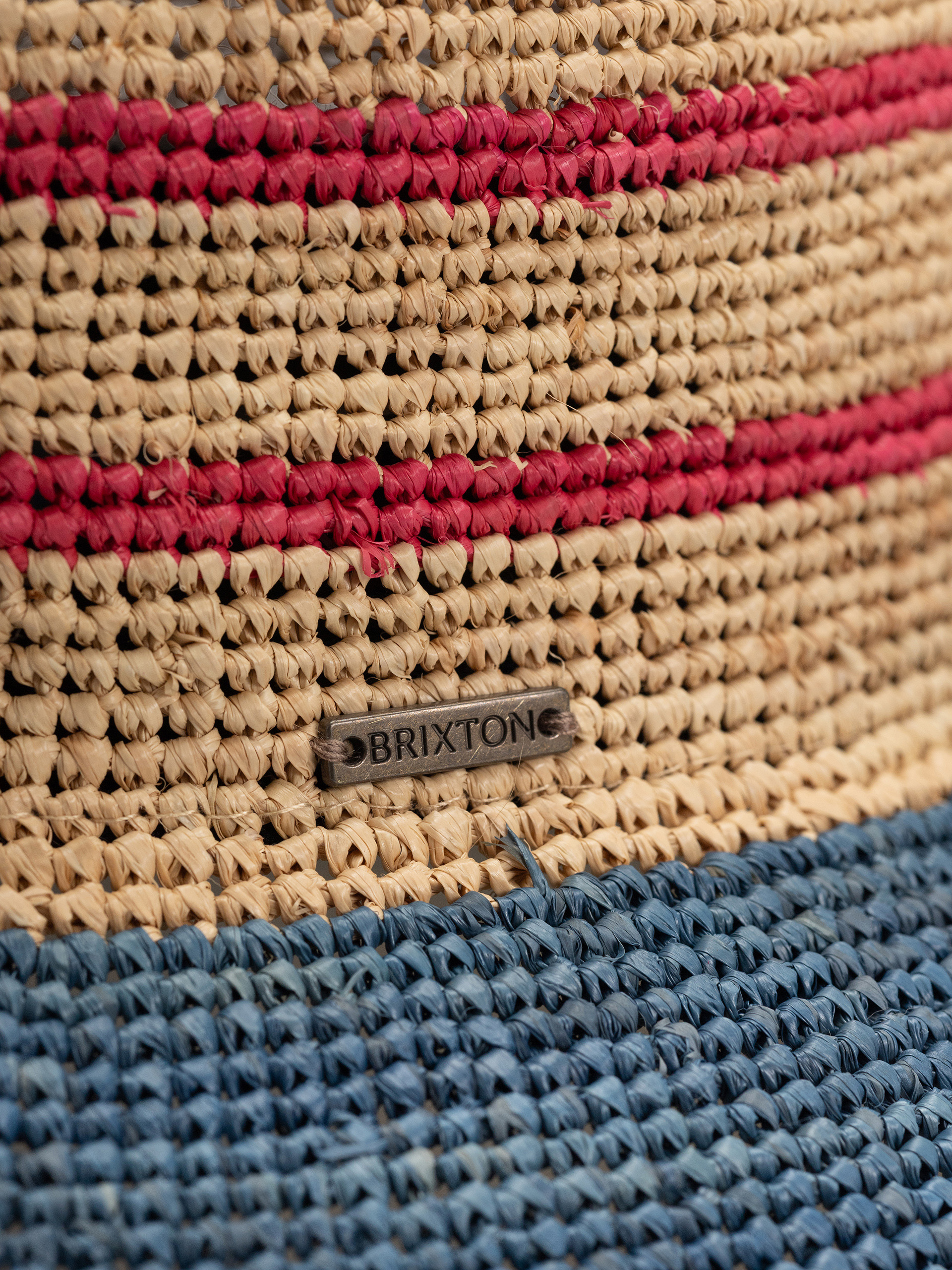 Brixton Ellee Straw Bucket Wmn Kalap (natural/navy/red)