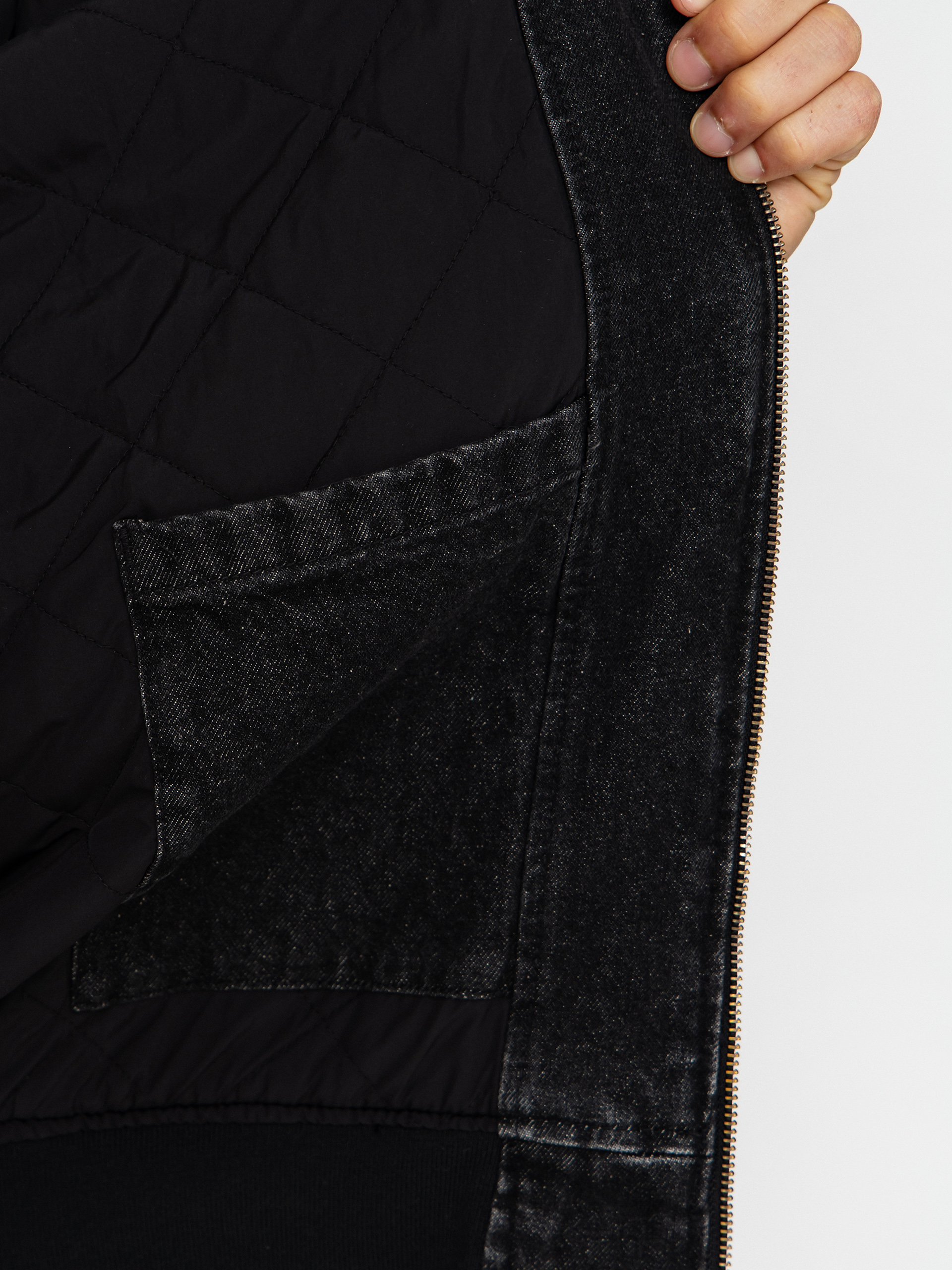 Dickies Hilham Lined Denim Hooded Bomber Dzseki (black wash faded)