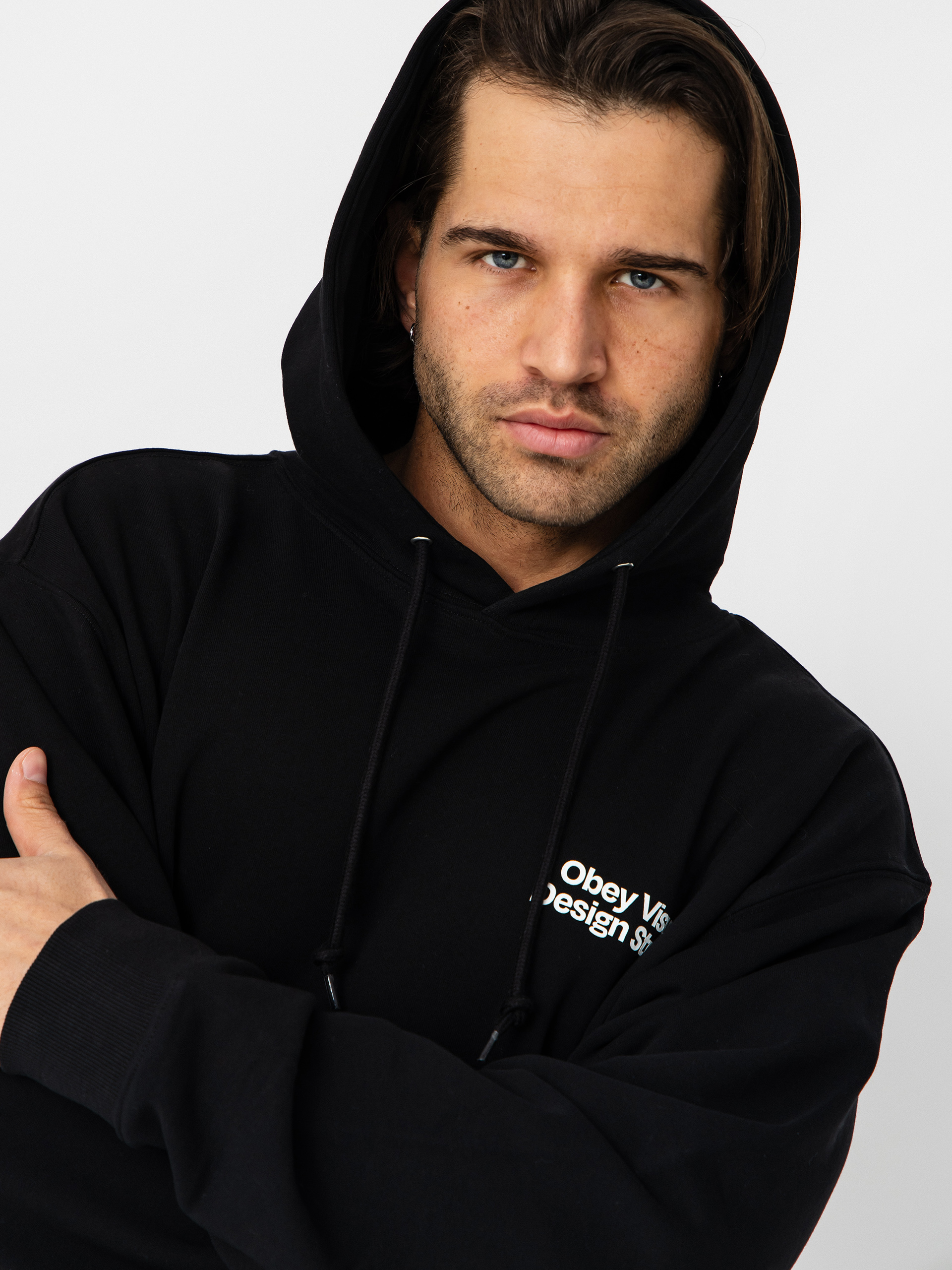 OBEY Visual Design Studio HD Kapucnis pulóver (black)