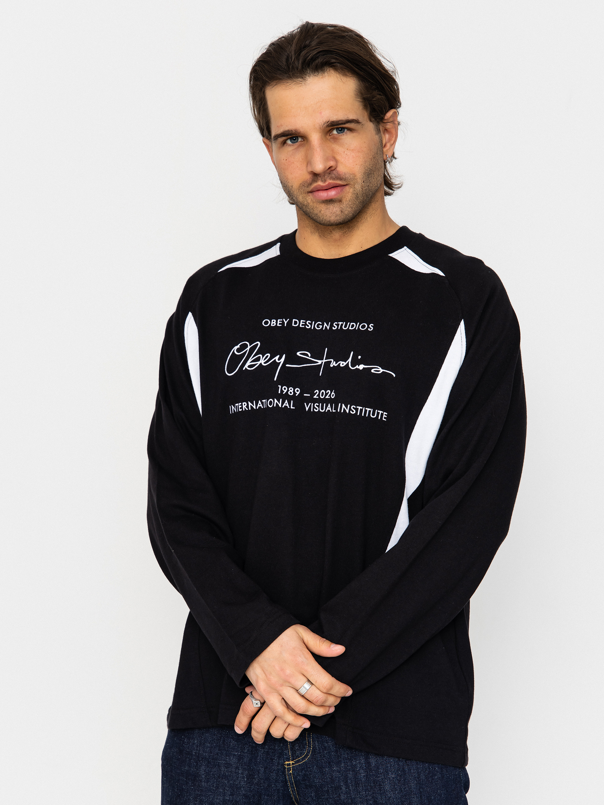 OBEY League Hosszú ujjú felső (black multi)