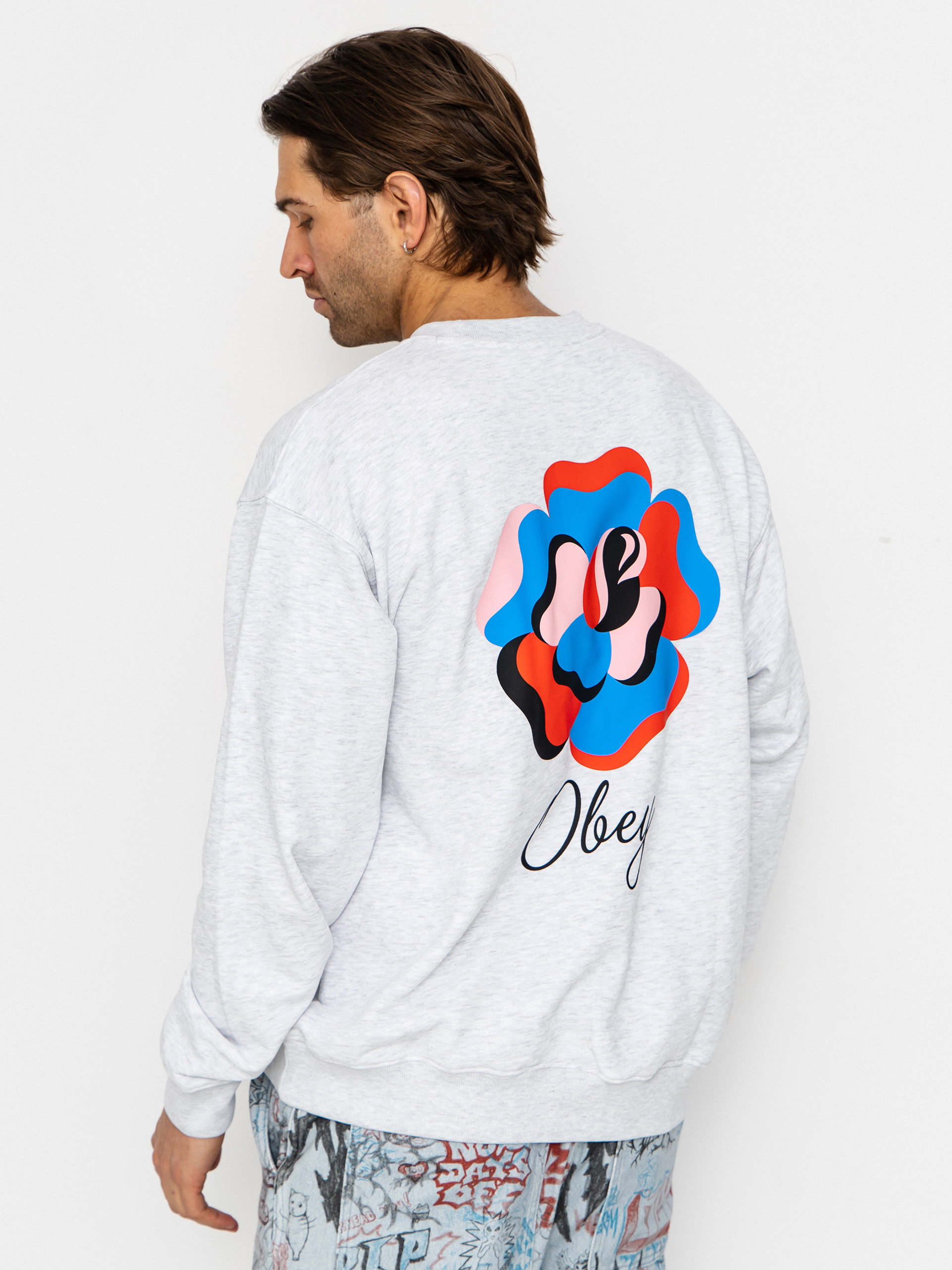 OBEY Paper Rose Pulóver (heather grey)