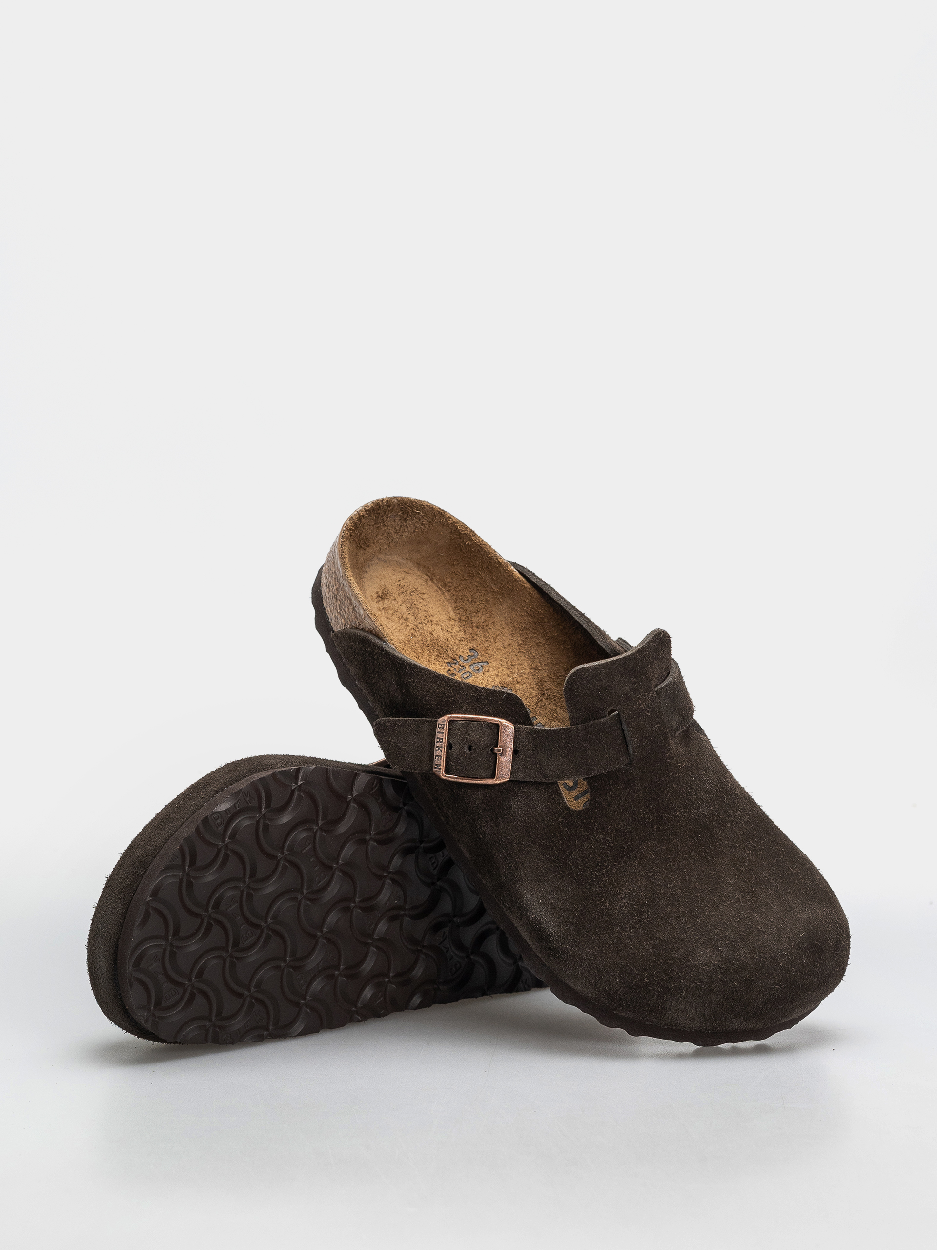 Birkenstock Boston Suede Leather Regular Flip-flop papucsok (mocca)