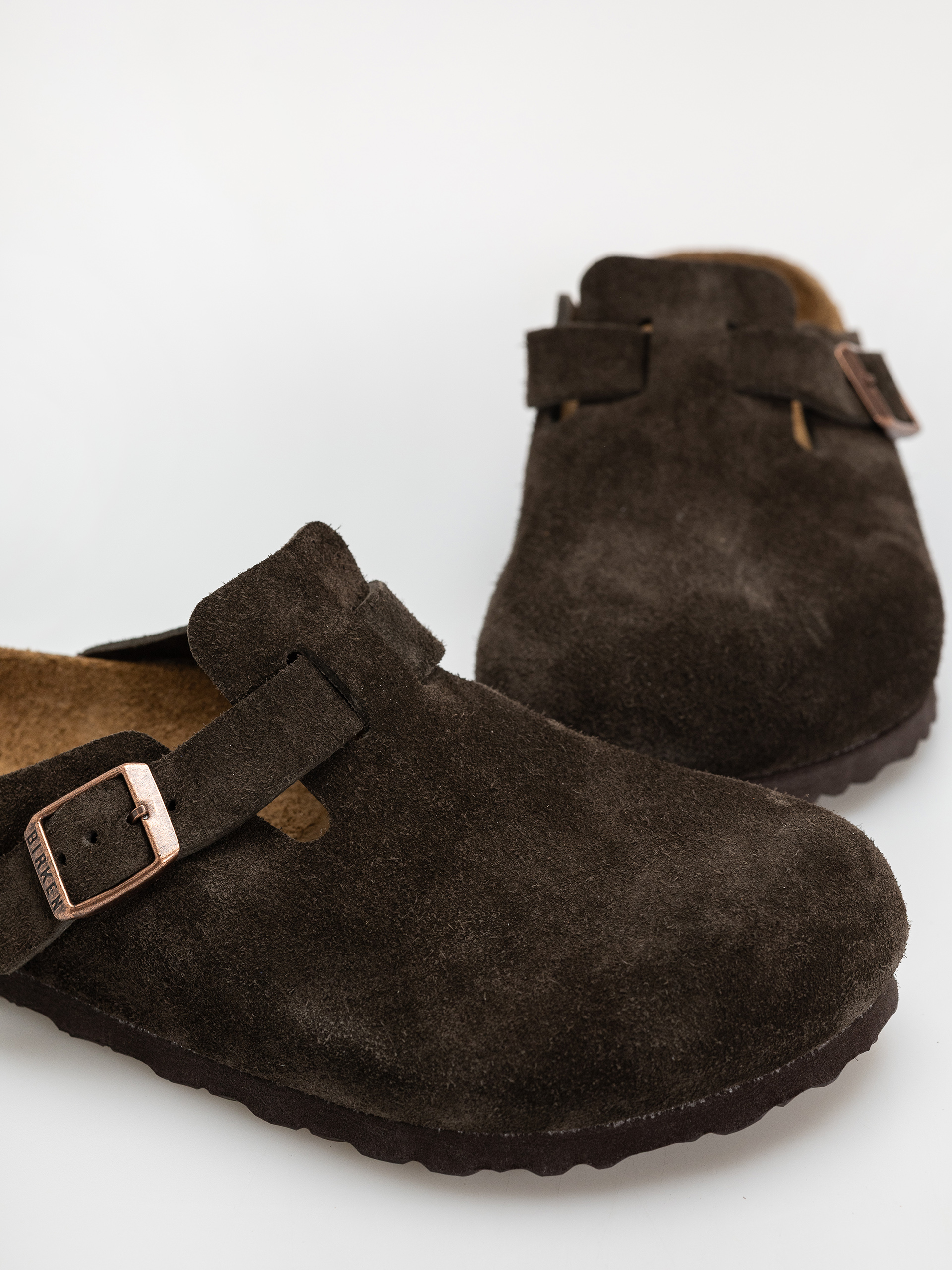 Birkenstock Boston Suede Leather Regular Flip-flop papucsok (mocca)