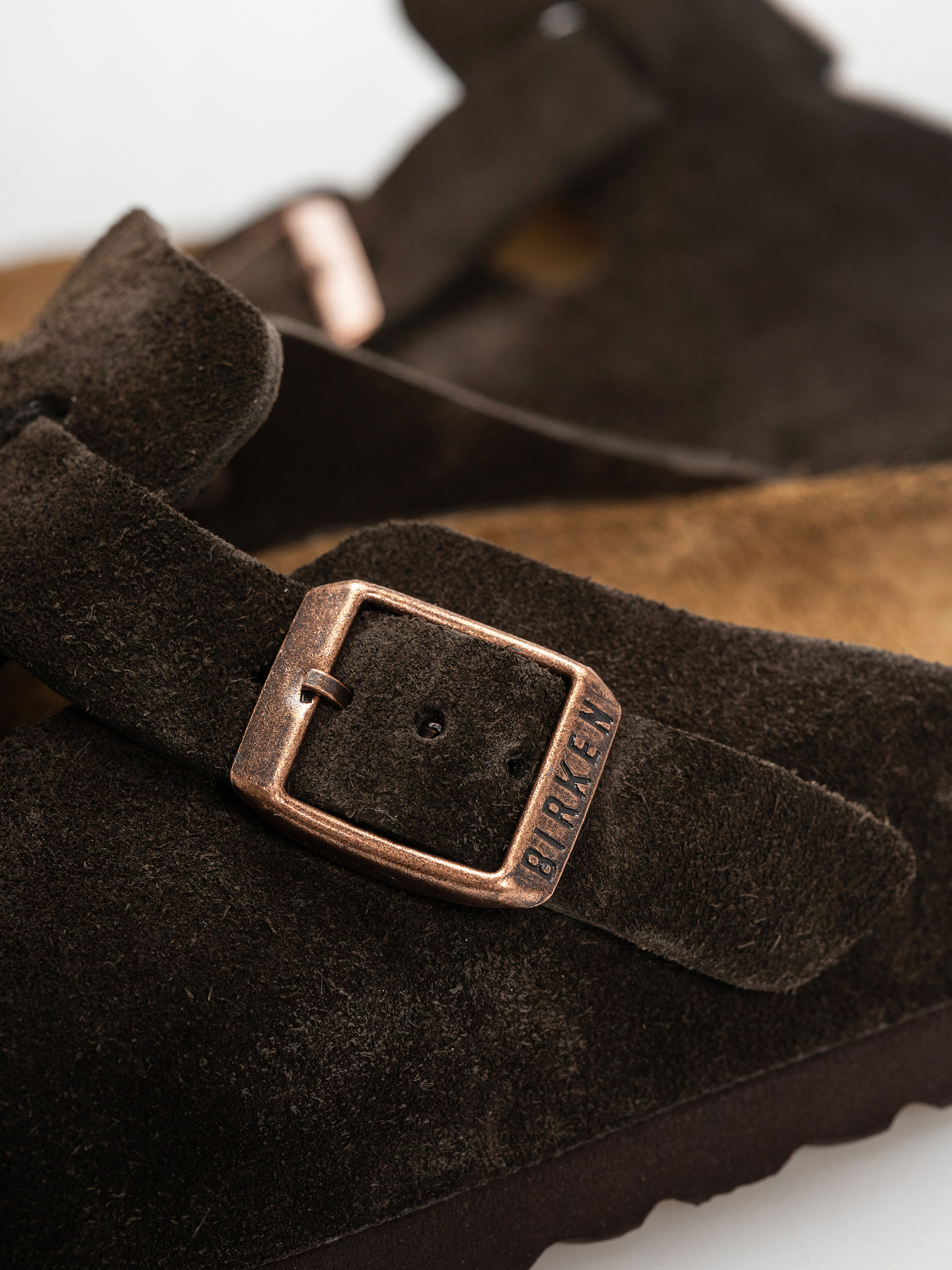 Birkenstock Boston Suede Leather Regular Flip-flop papucsok (mocca)