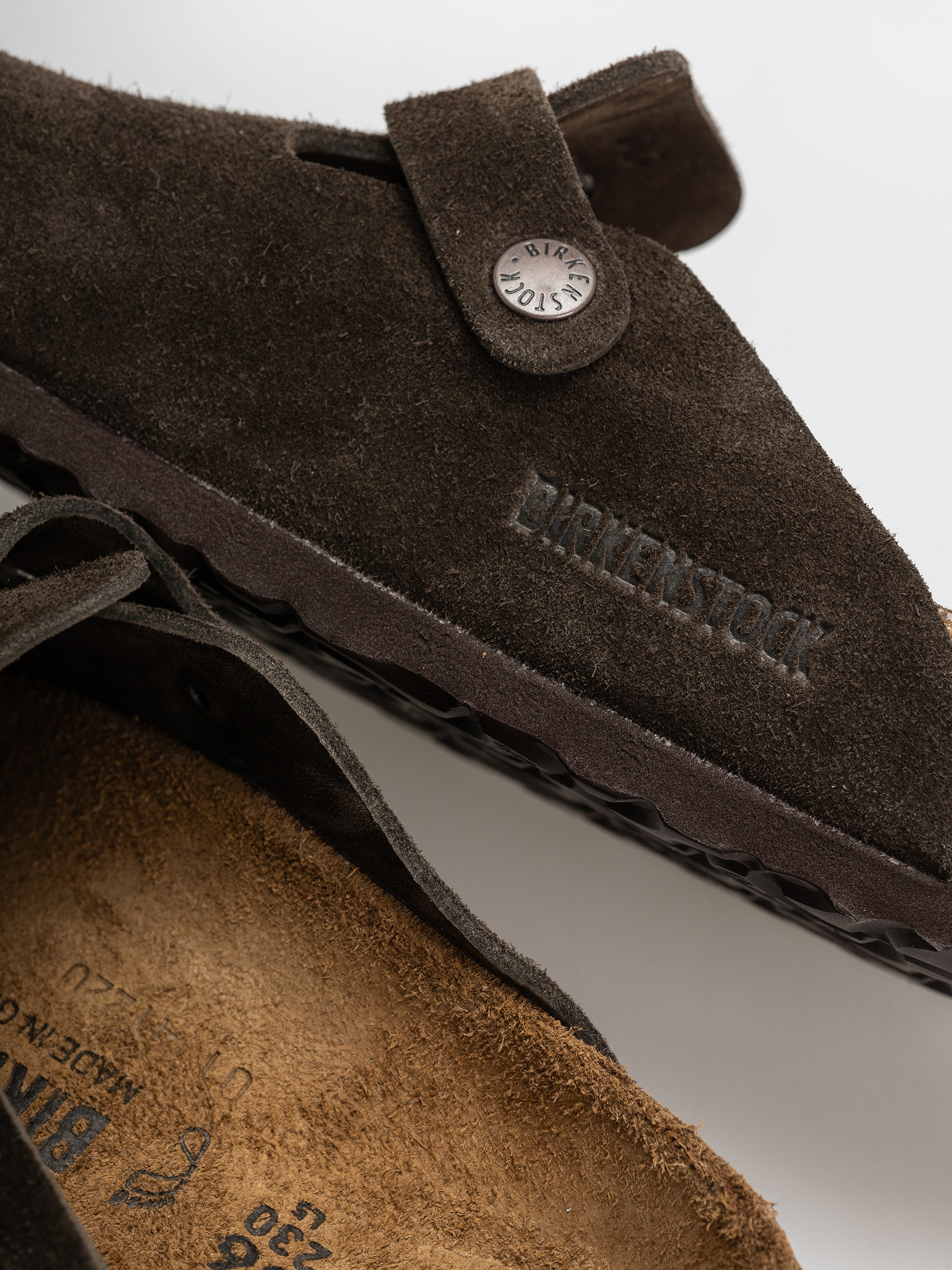 Birkenstock Boston Suede Leather Regular Flip-flop papucsok (mocca)