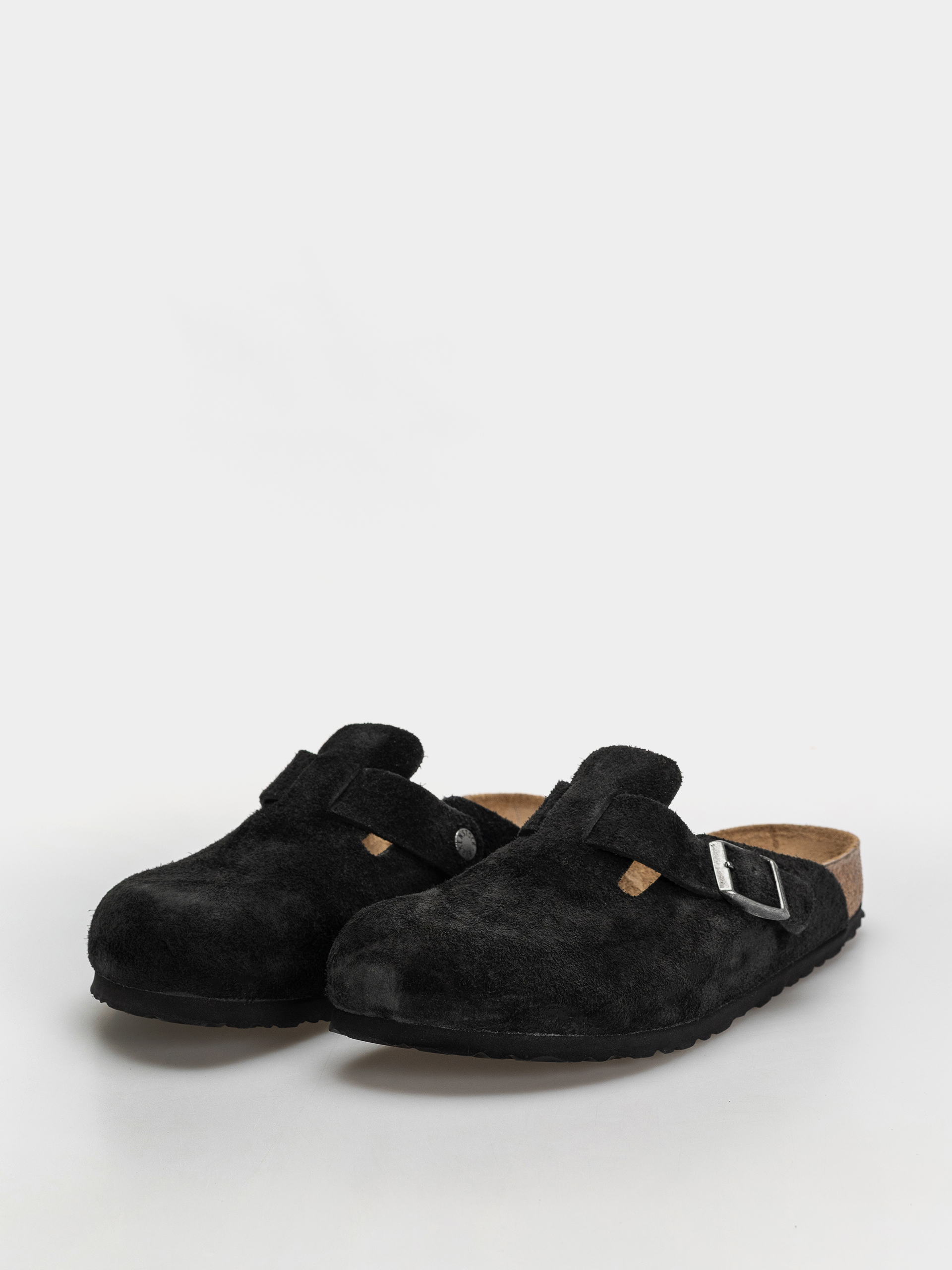 Birkenstock Boston Suede Leather Narrow Flip-flop papucsok (black)