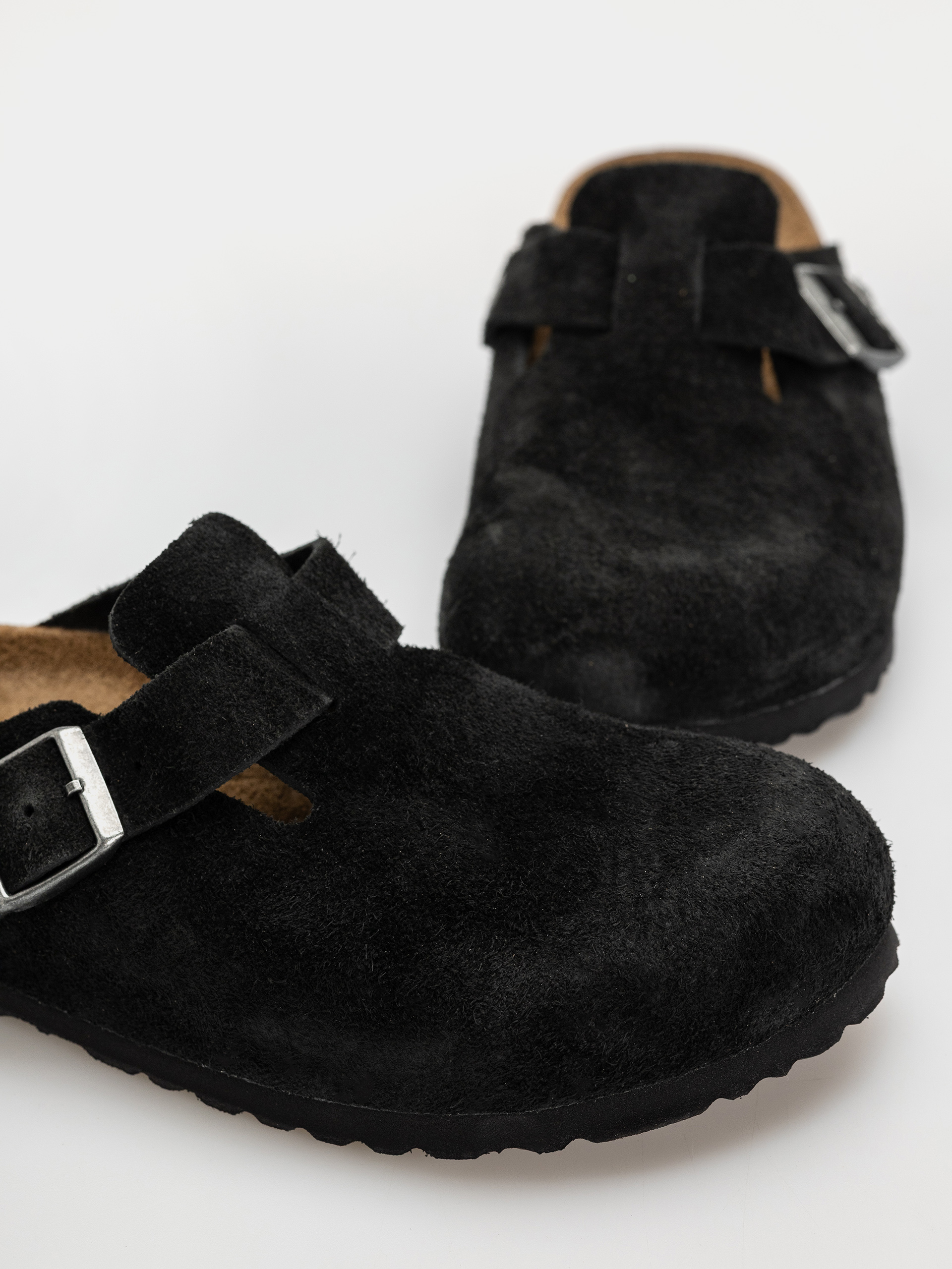 Birkenstock Boston Suede Leather Narrow Flip-flop papucsok (black)