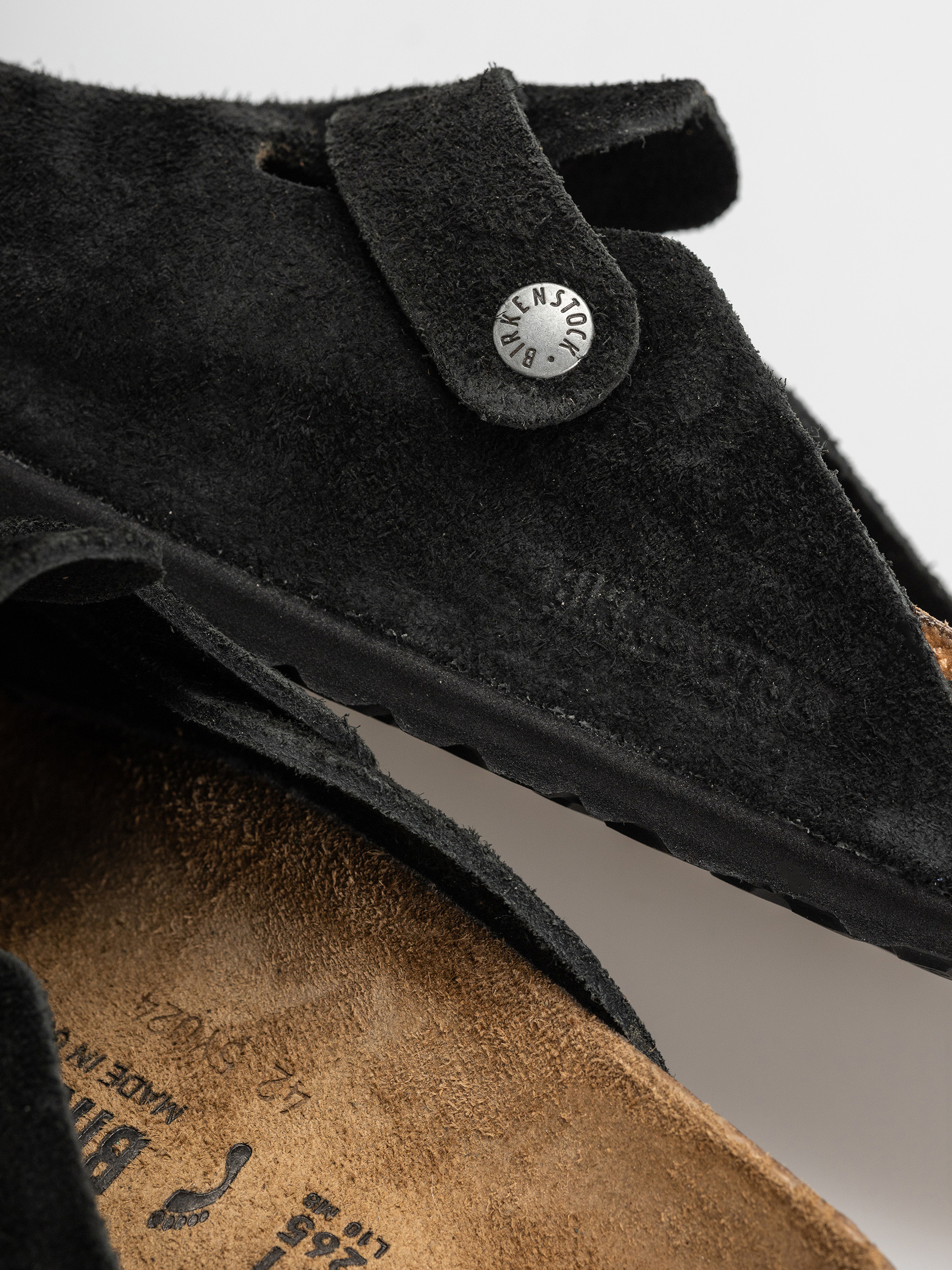 Birkenstock Boston Suede Leather Narrow Flip-flop papucsok (black)