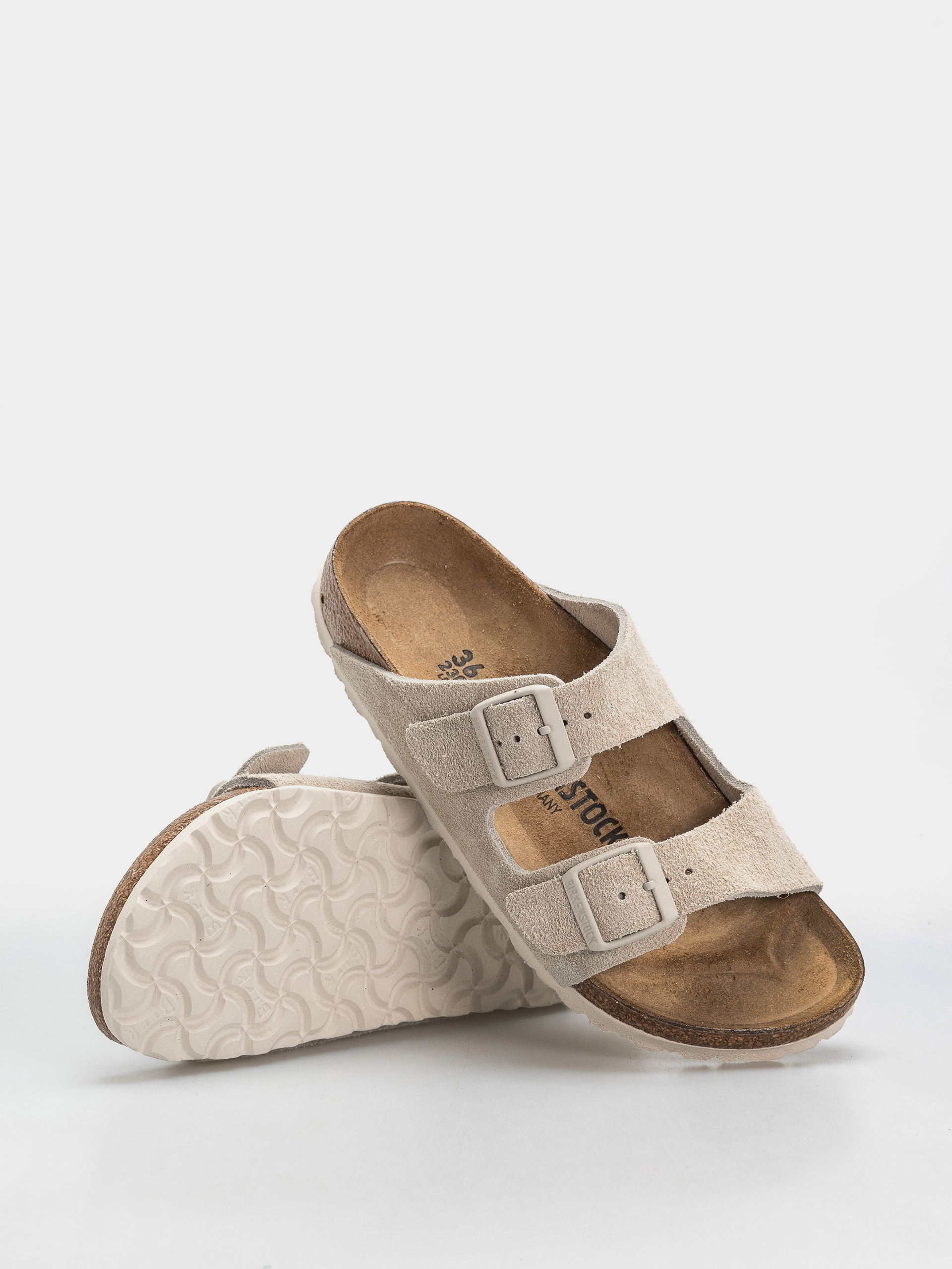 Birkenstock Arizona Suede Leather Narrow Flip-flop papucsok (oyster)