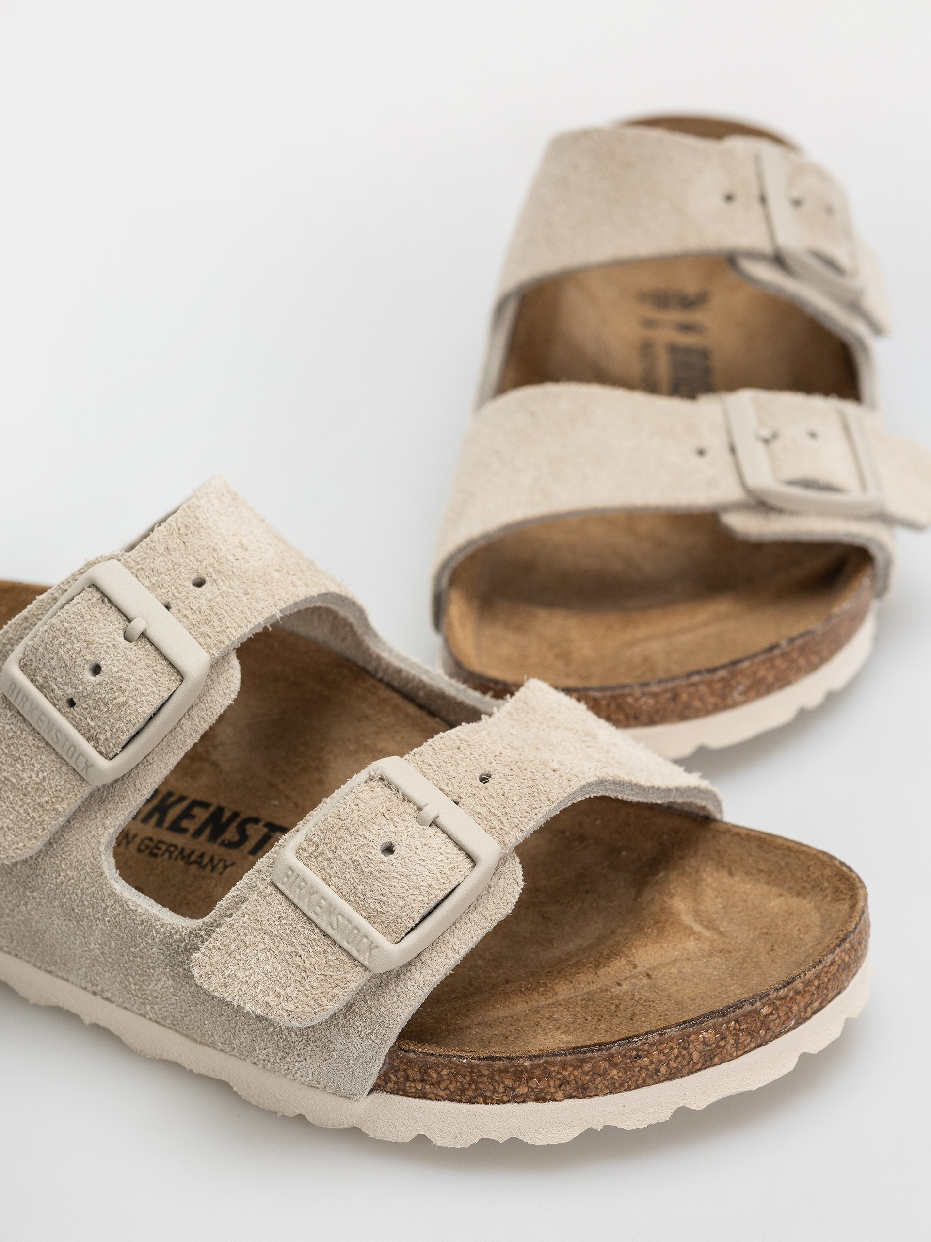 Birkenstock Arizona Suede Leather Narrow Flip-flop papucsok (oyster)