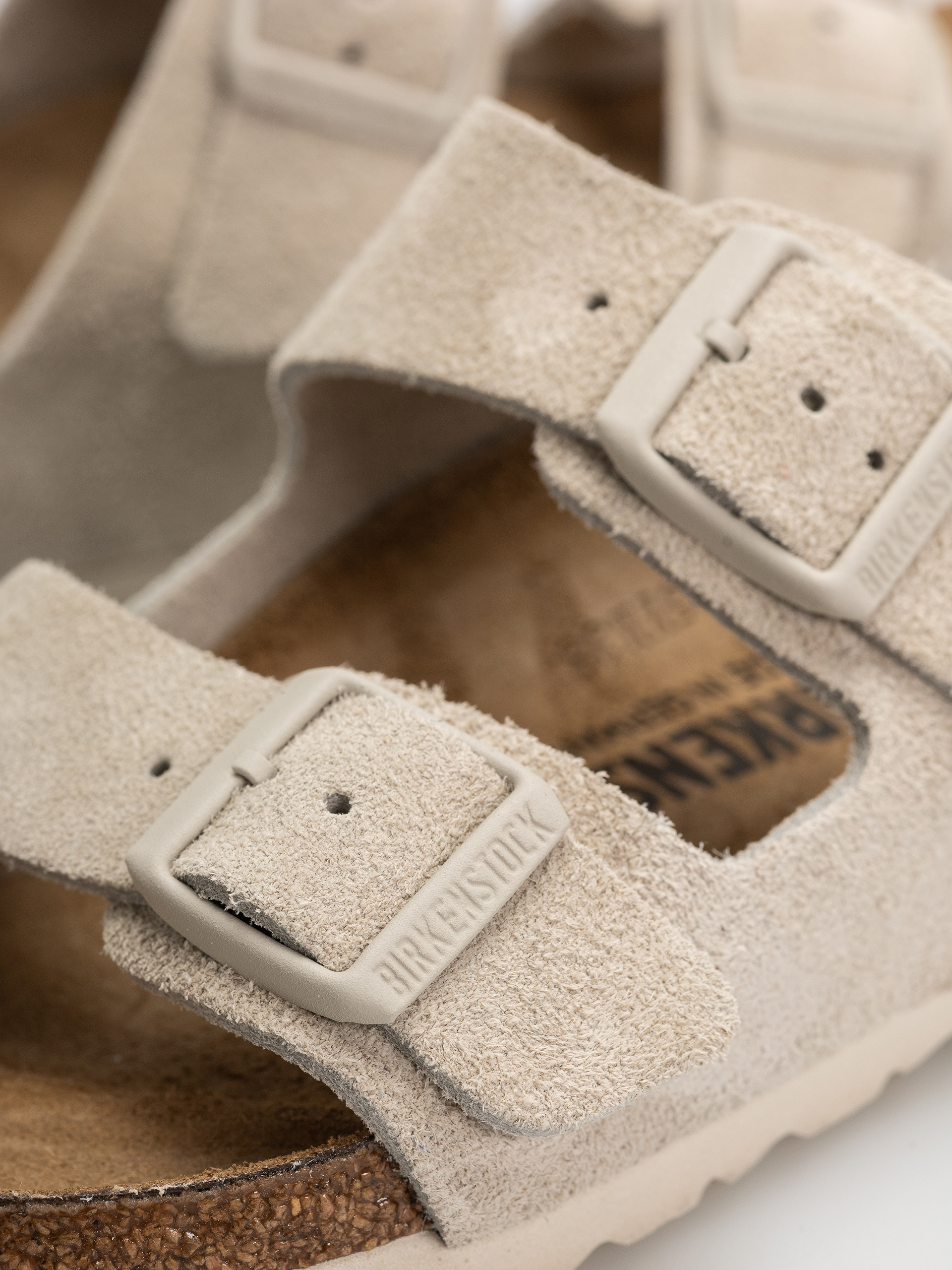 Birkenstock Arizona Suede Leather Narrow Flip-flop papucsok (oyster)