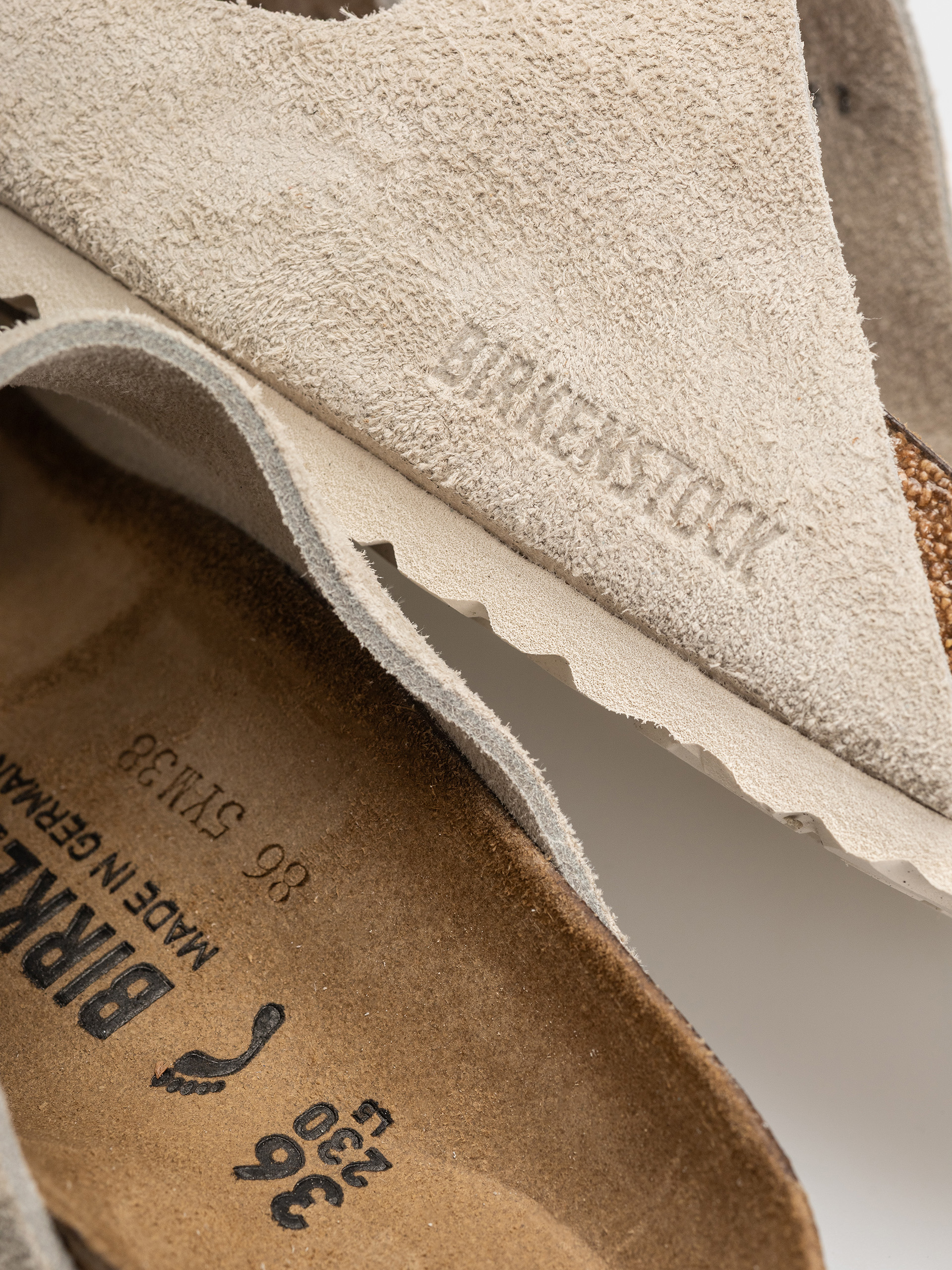 Birkenstock Arizona Suede Leather Narrow Flip-flop papucsok (oyster)