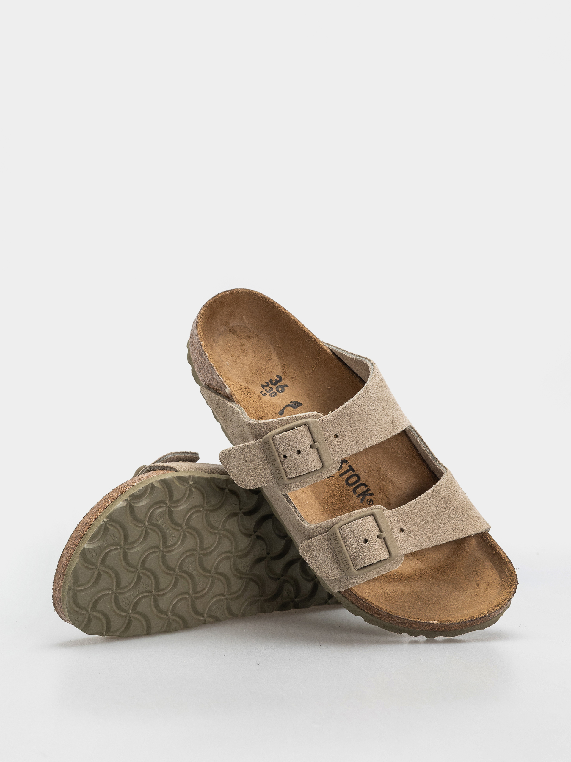 Birkenstock Arizona Suede Leather Narrow Flip-flop papucsok (faded khaki)