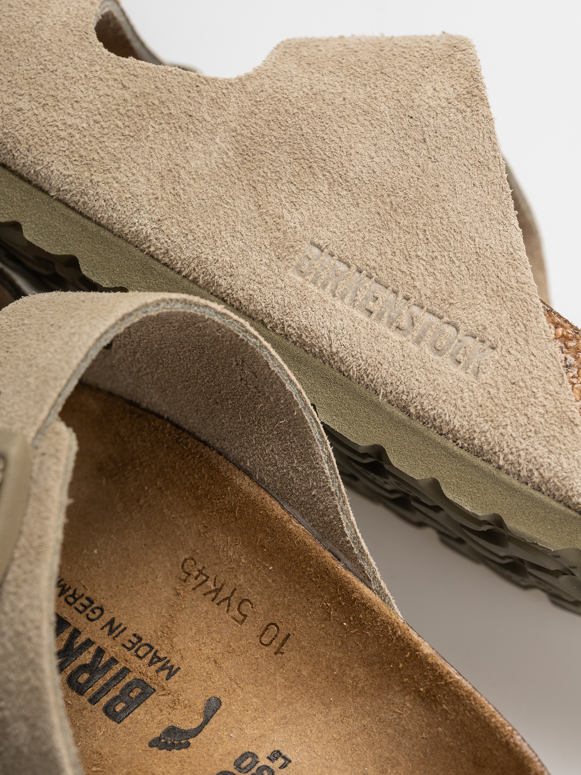 Birkenstock Arizona Suede Leather Narrow Flip-flop papucsok (faded khaki)