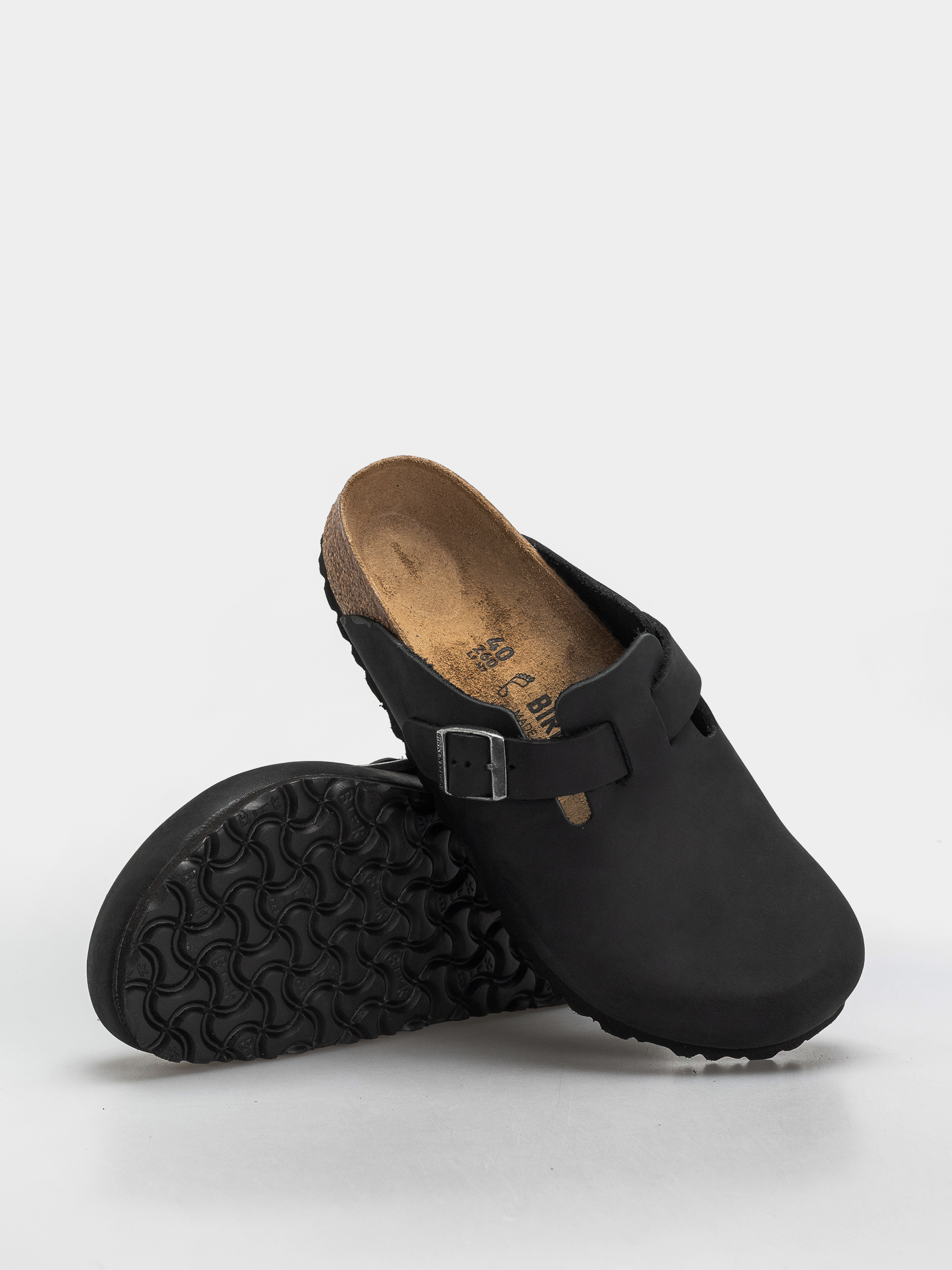 Birkenstock Boston Oiled Leather Regular Flip-flop papucsok (black)