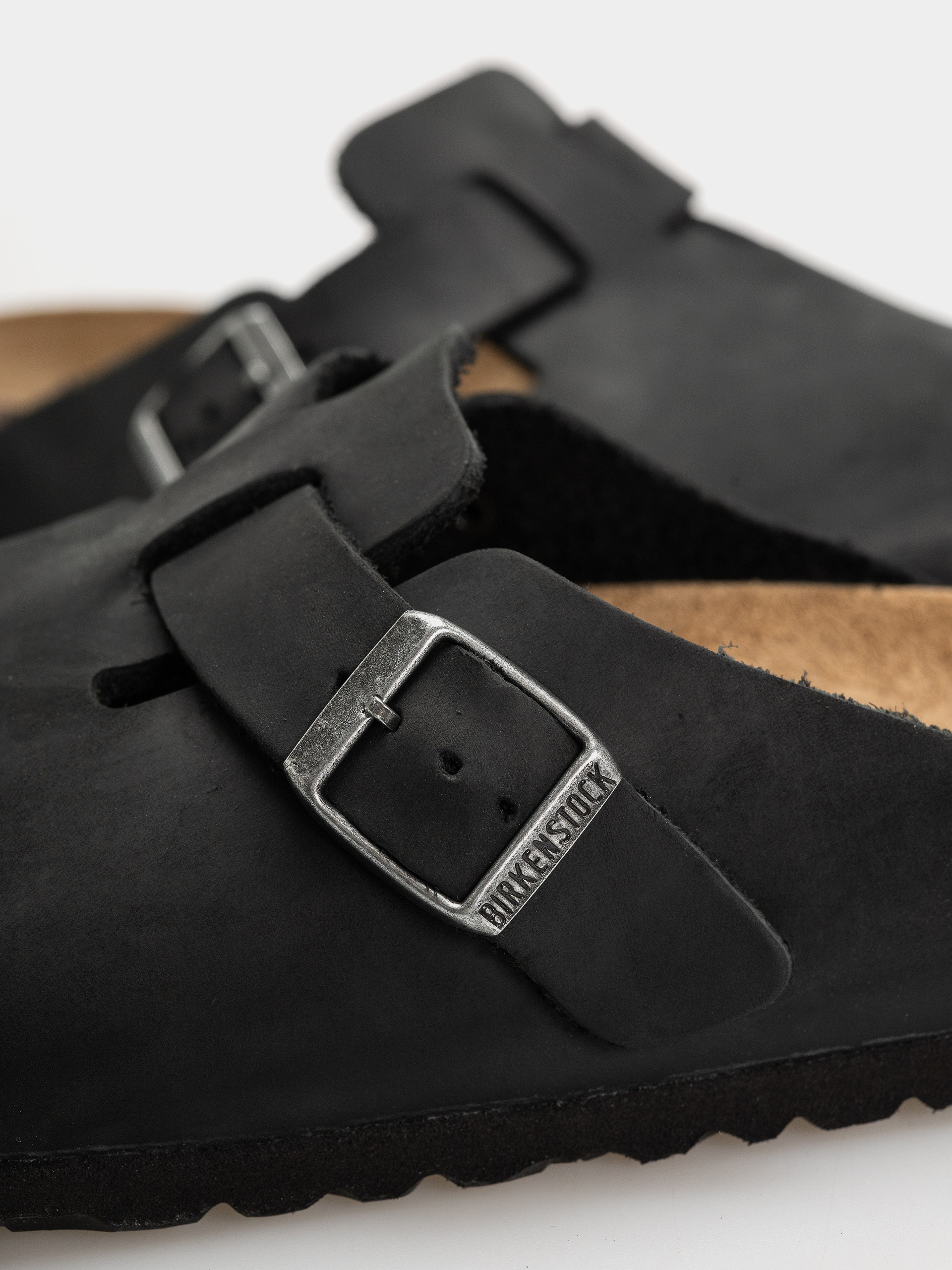Birkenstock Boston Oiled Leather Regular Flip-flop papucsok (black)
