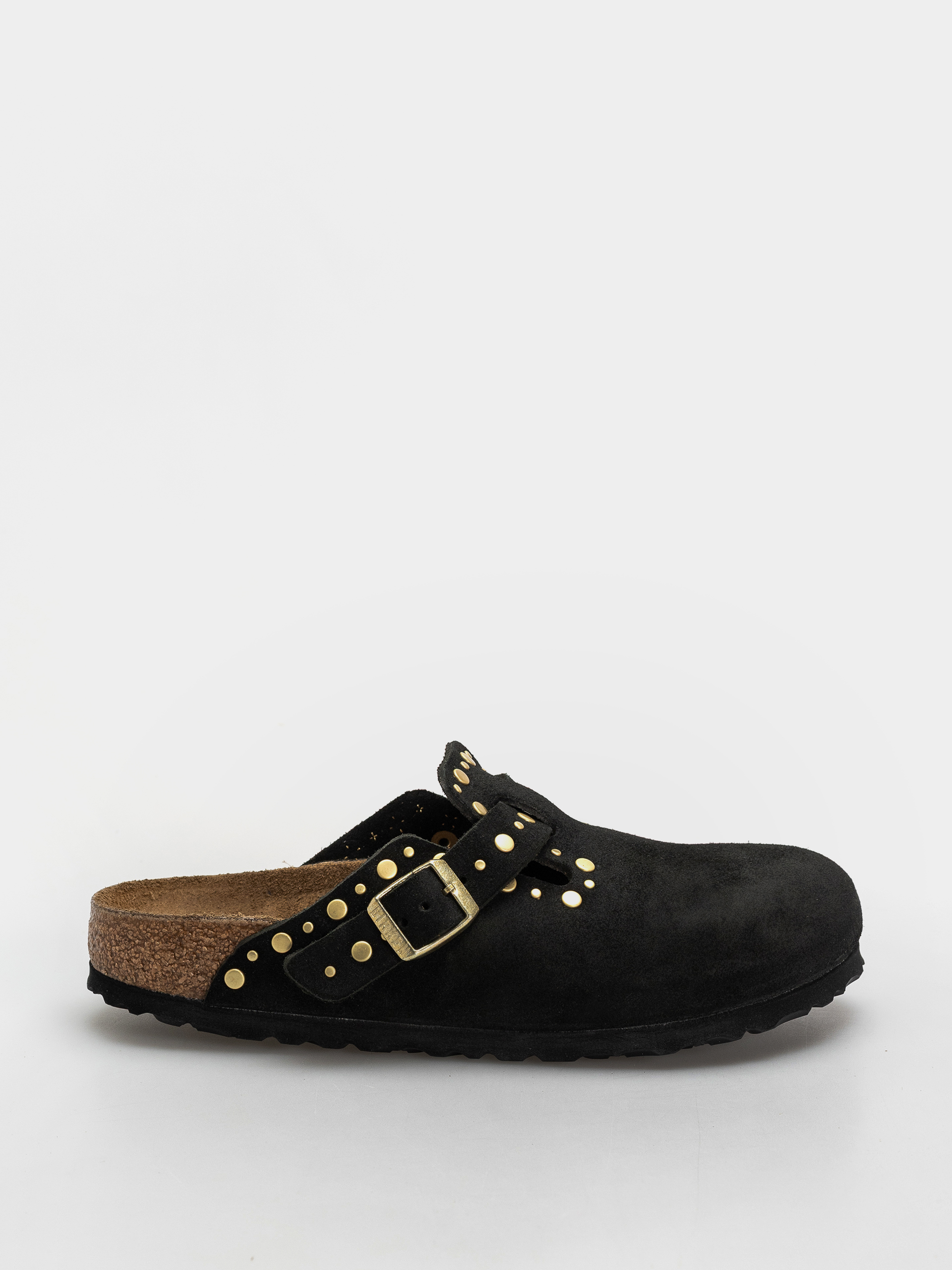 Birkenstock Boston Rivets Suede Leather Narrow Wmn Flip-flop papucsok (black)