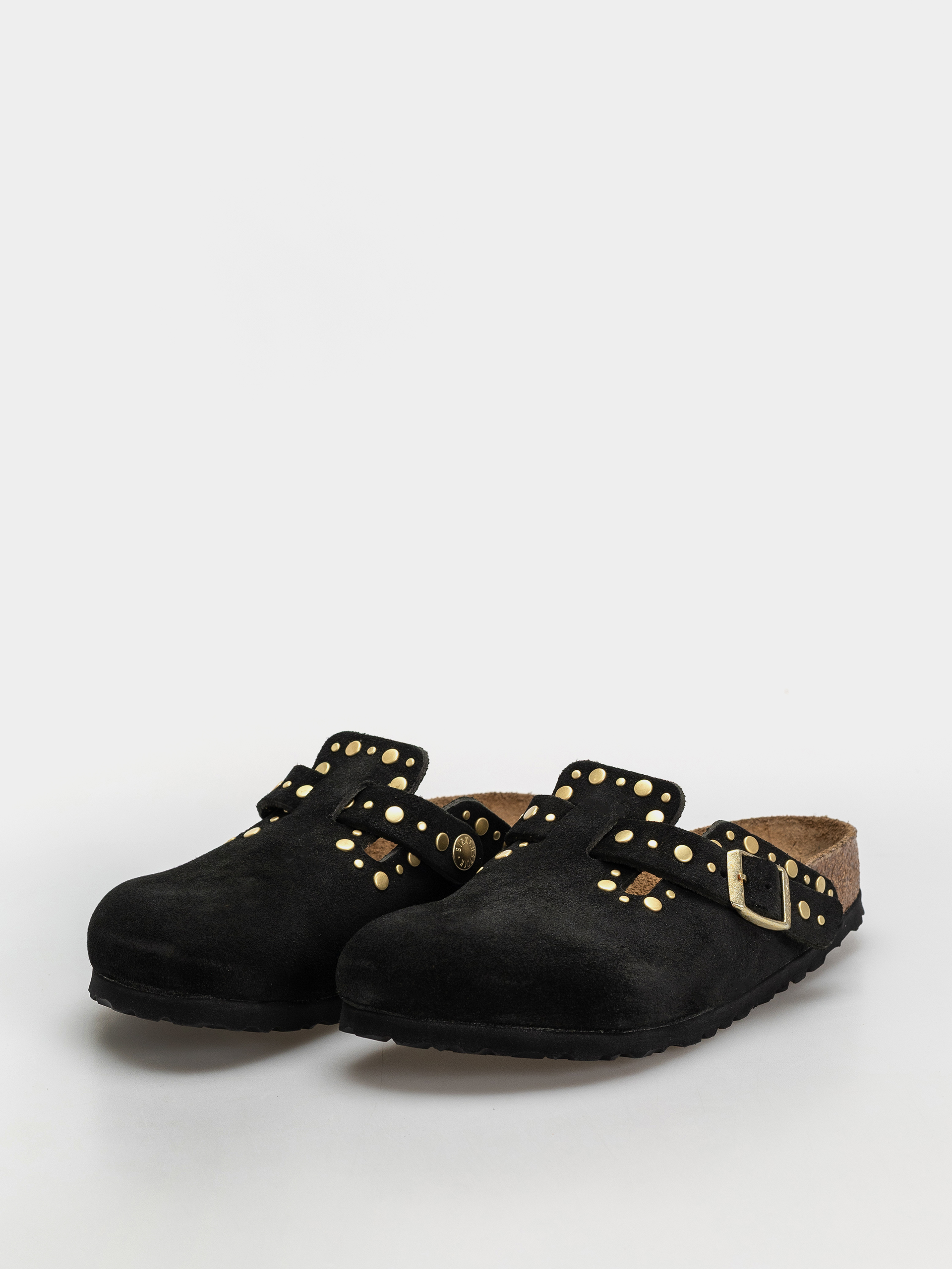 Birkenstock Boston Rivets Suede Leather Narrow Wmn Flip-flop papucsok (black)