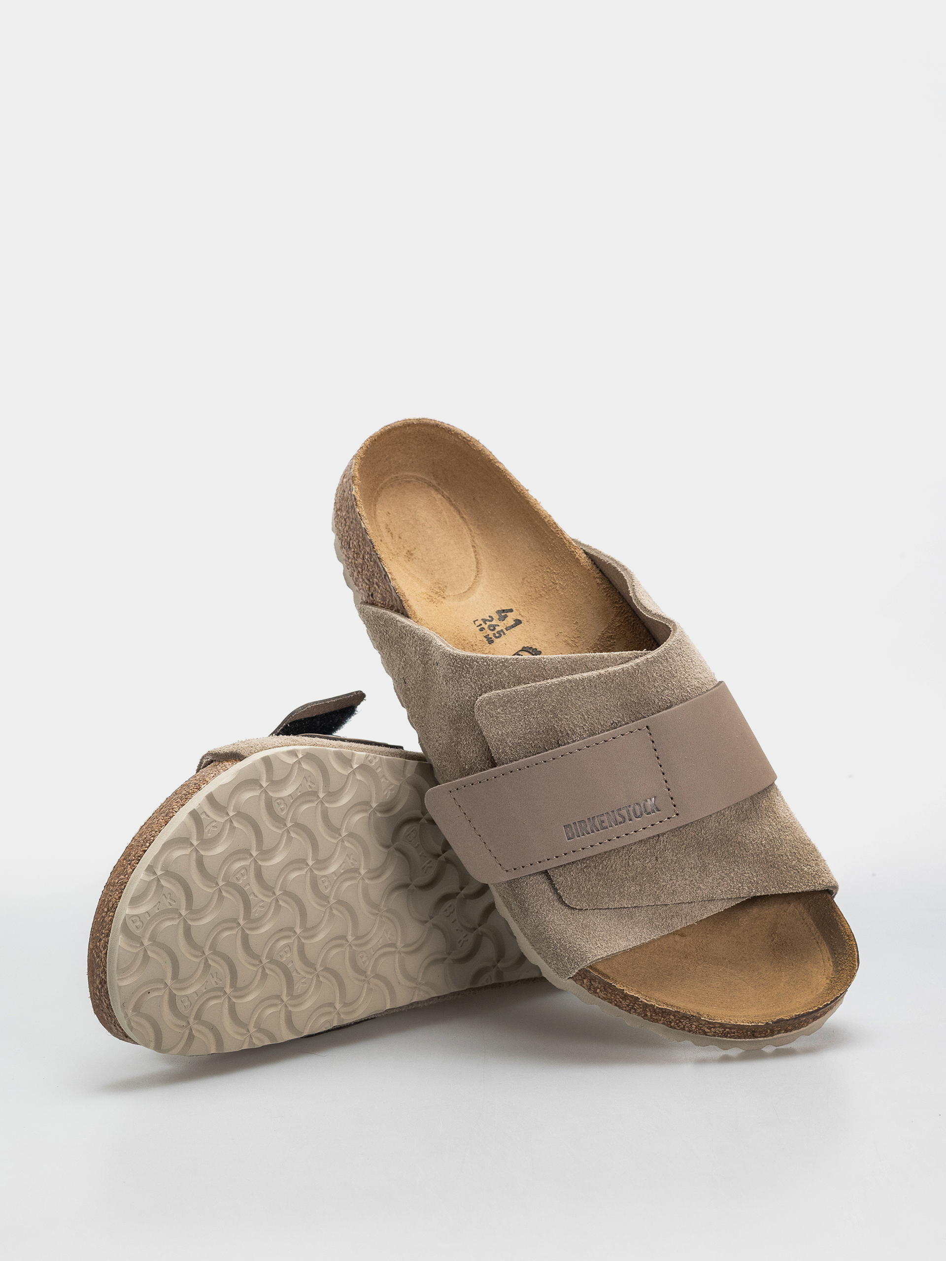 Birkenstock Kyoto Nubuck Suede Leather Regular Flip-flop papucsok (taupe)
