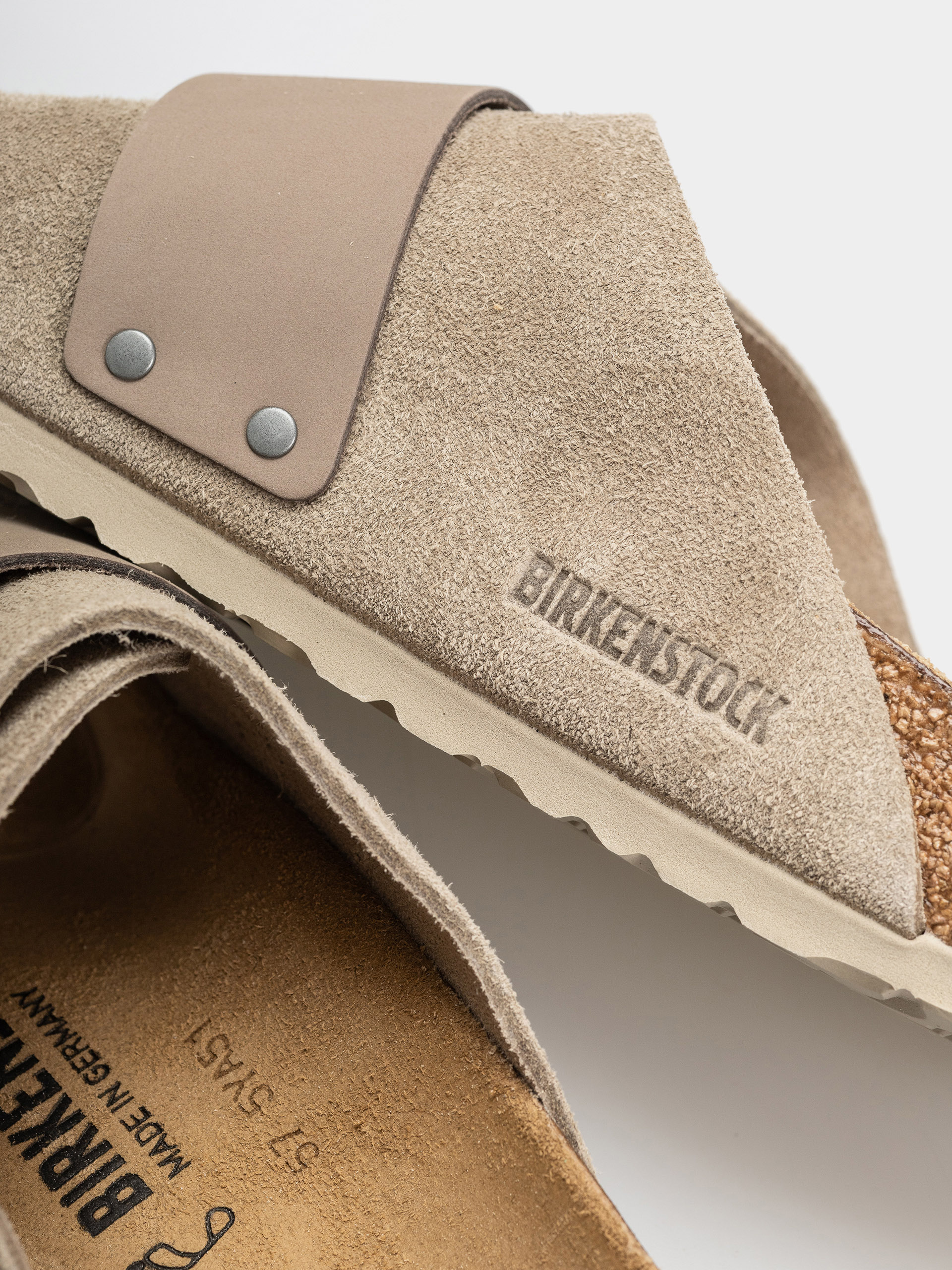 Birkenstock Kyoto Nubuck Suede Leather Regular Flip-flop papucsok (taupe)