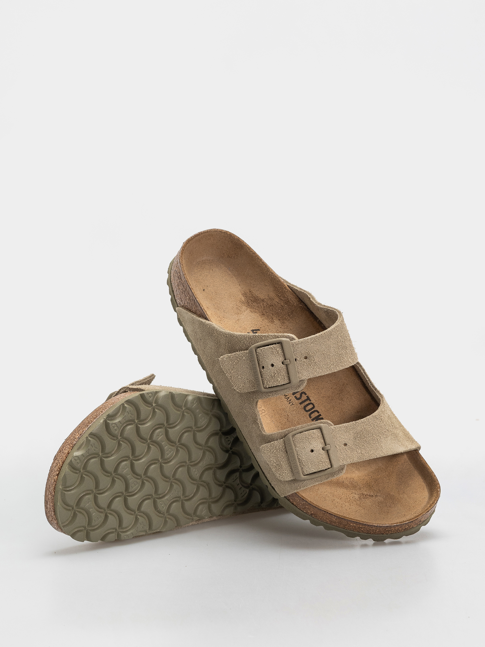 Birkenstock Arizona Suede Leather Regular Flip-flop papucsok (faded khaki)