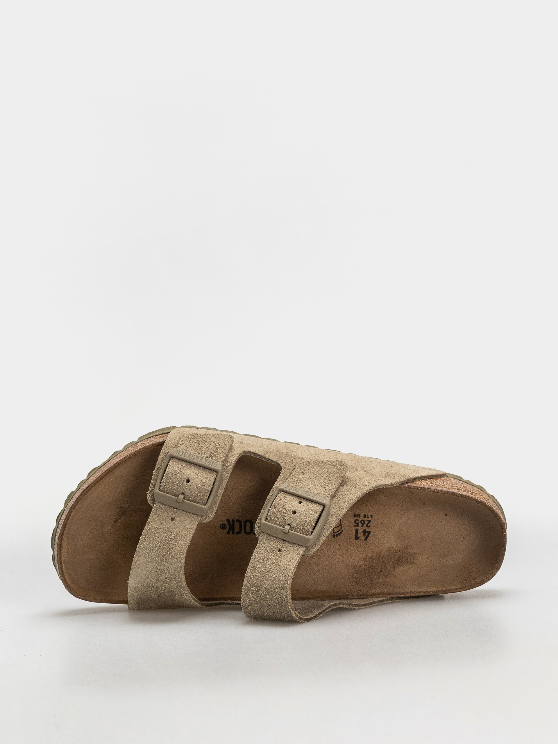 Birkenstock Arizona Suede Leather Regular Flip-flop papucsok (faded khaki)