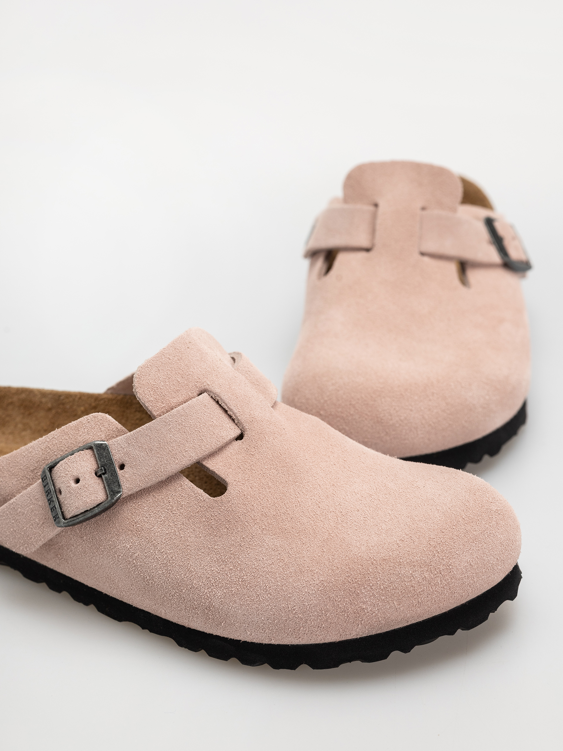 Birkenstock Boston Suede Leather Narrow Flip-flop papucsok (pink clay)