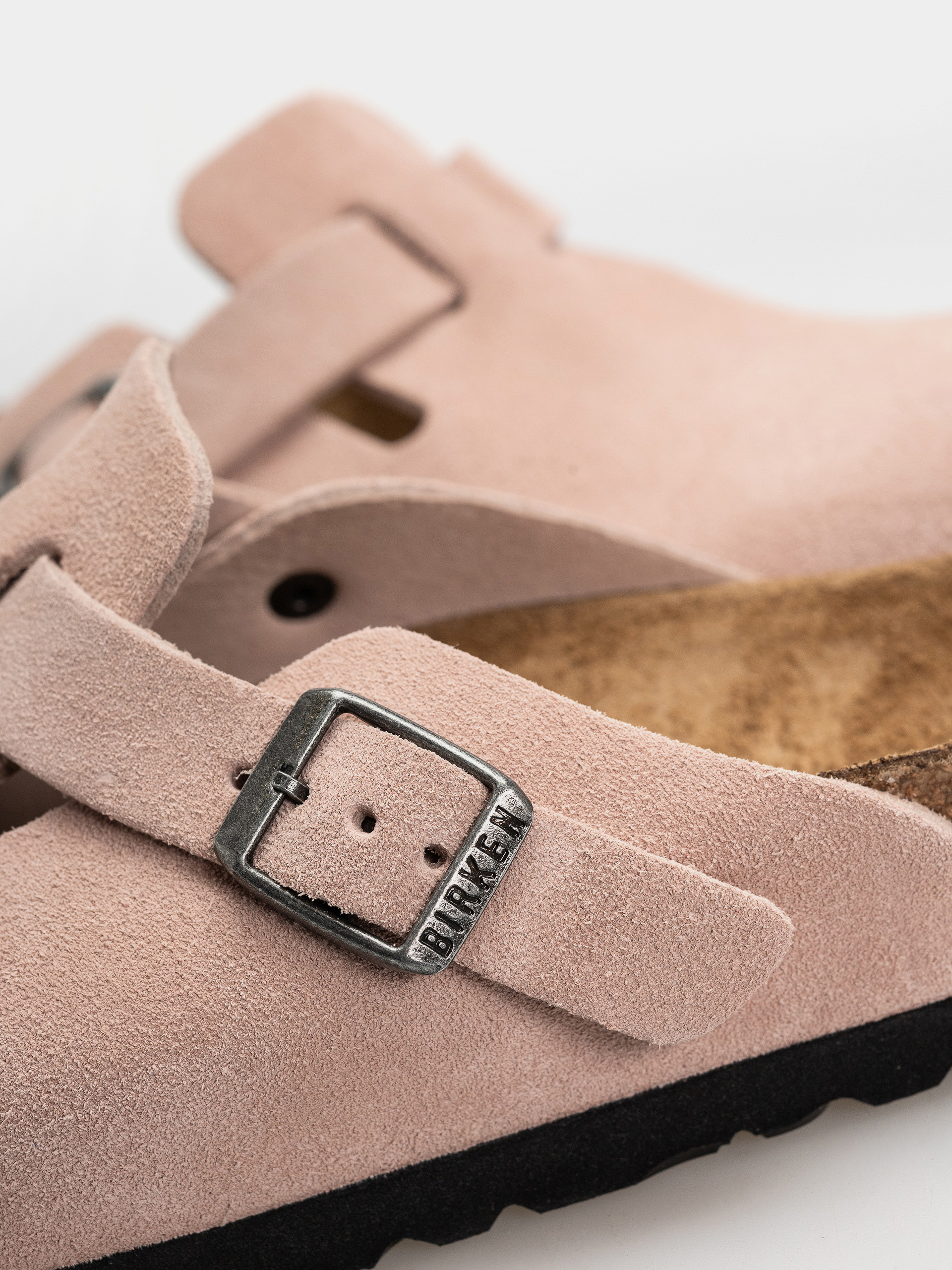 Birkenstock Boston Suede Leather Narrow Flip-flop papucsok (pink clay)
