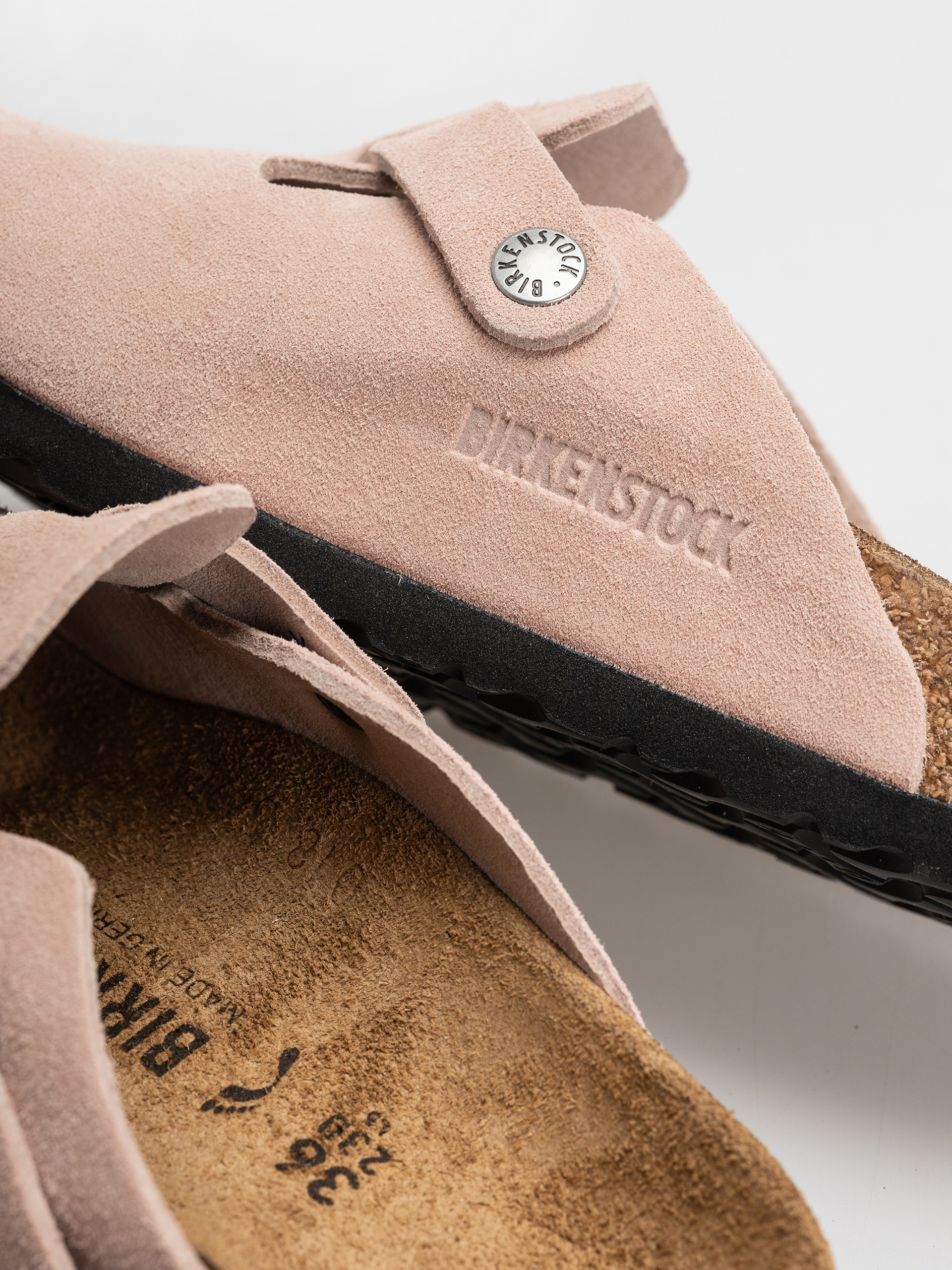 Birkenstock Boston Suede Leather Narrow Flip-flop papucsok (pink clay)
