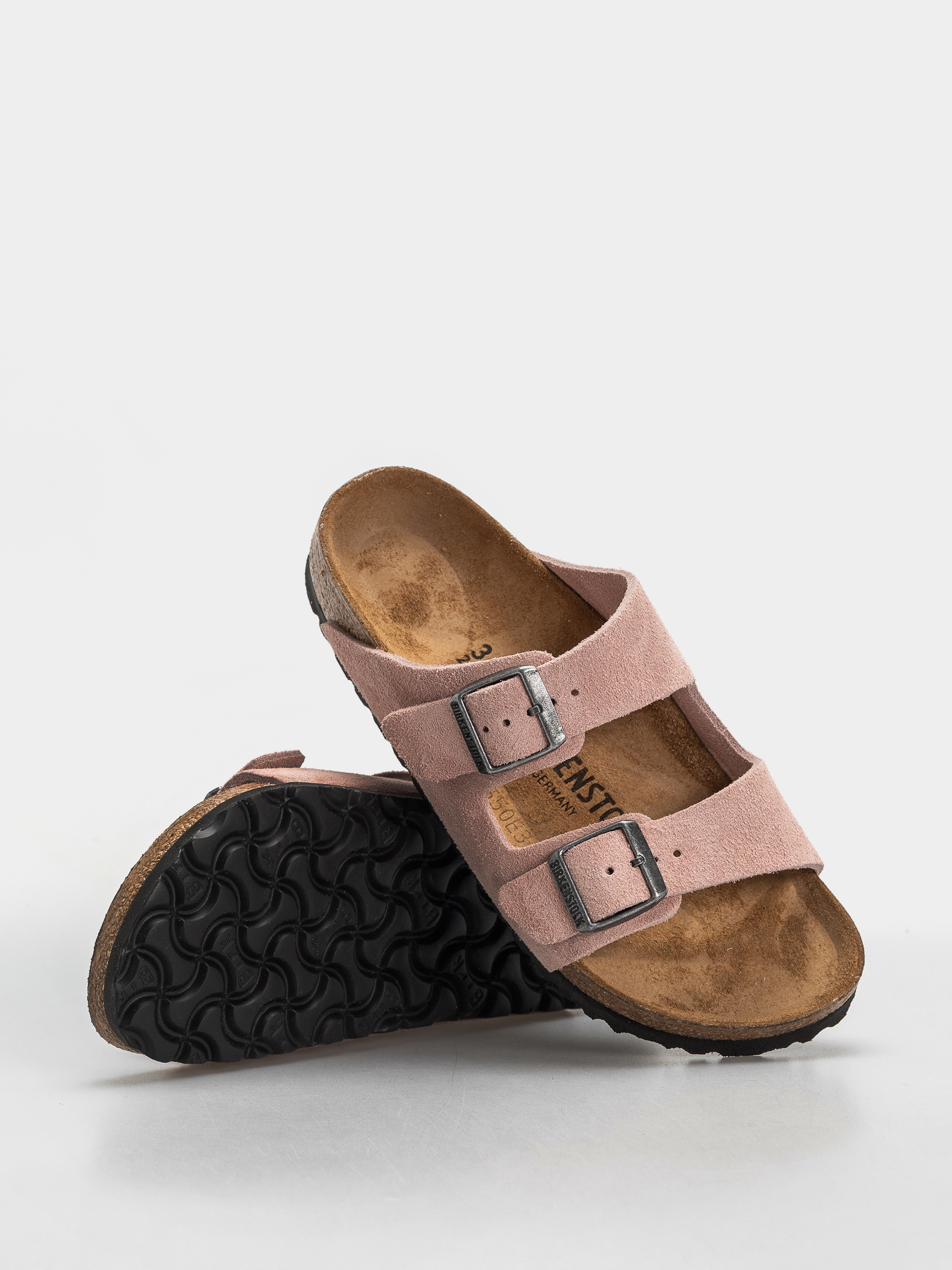 Birkenstock Arizona Suede Leather Narrow Flip-flop papucsok (pink clay)