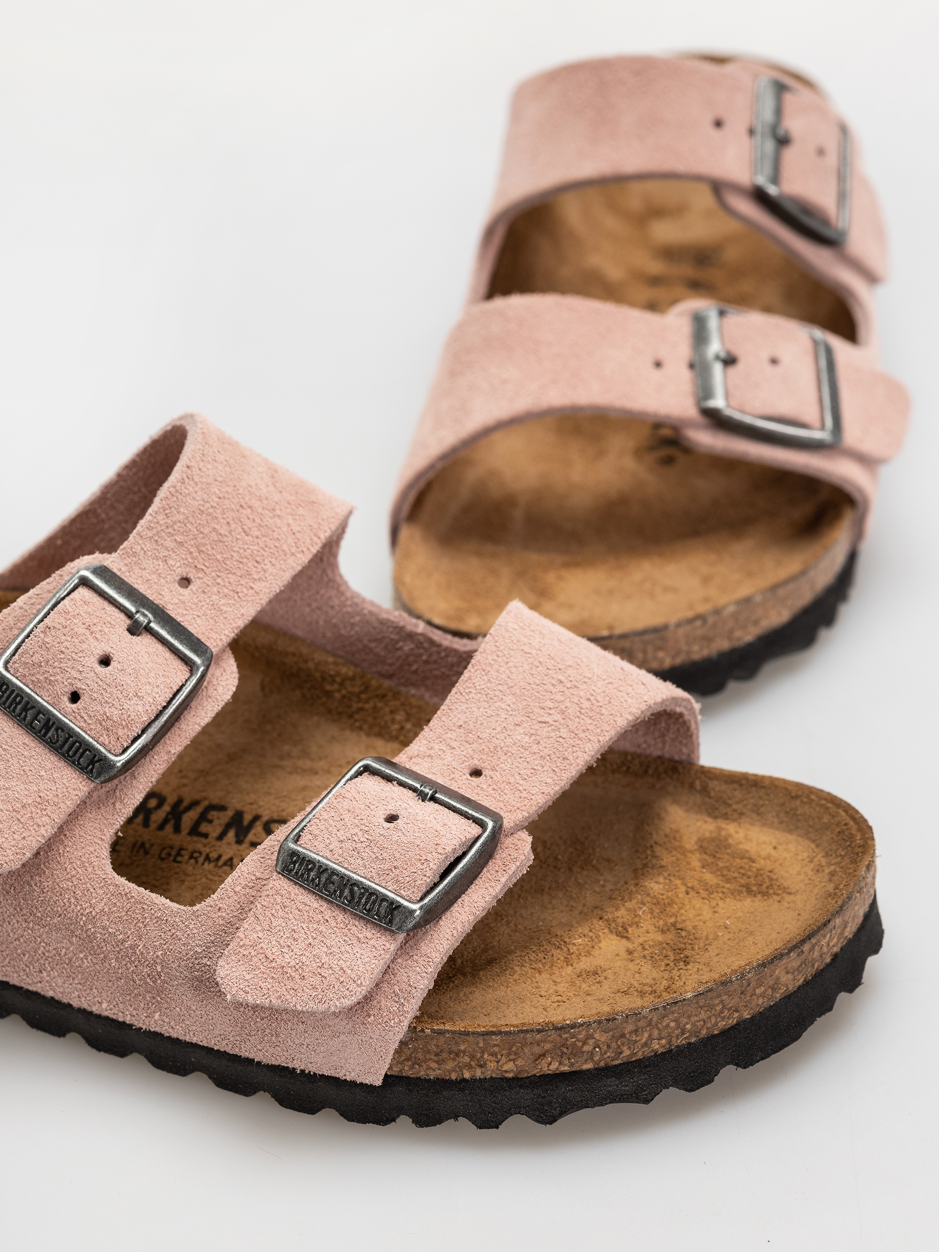 Birkenstock Arizona Suede Leather Narrow Flip-flop papucsok (pink clay)