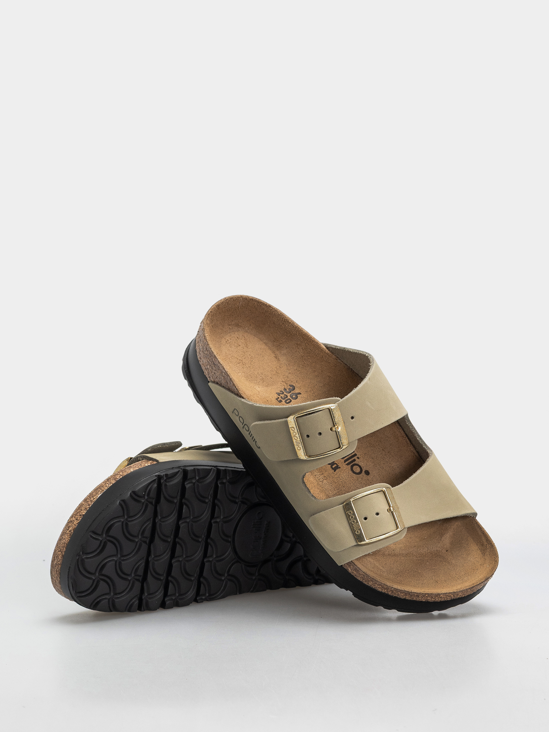 Birkenstock Arizona Flex Platform Nubuck Leather Narrow Wmn Flip-flop papucsok (eucalyptus)