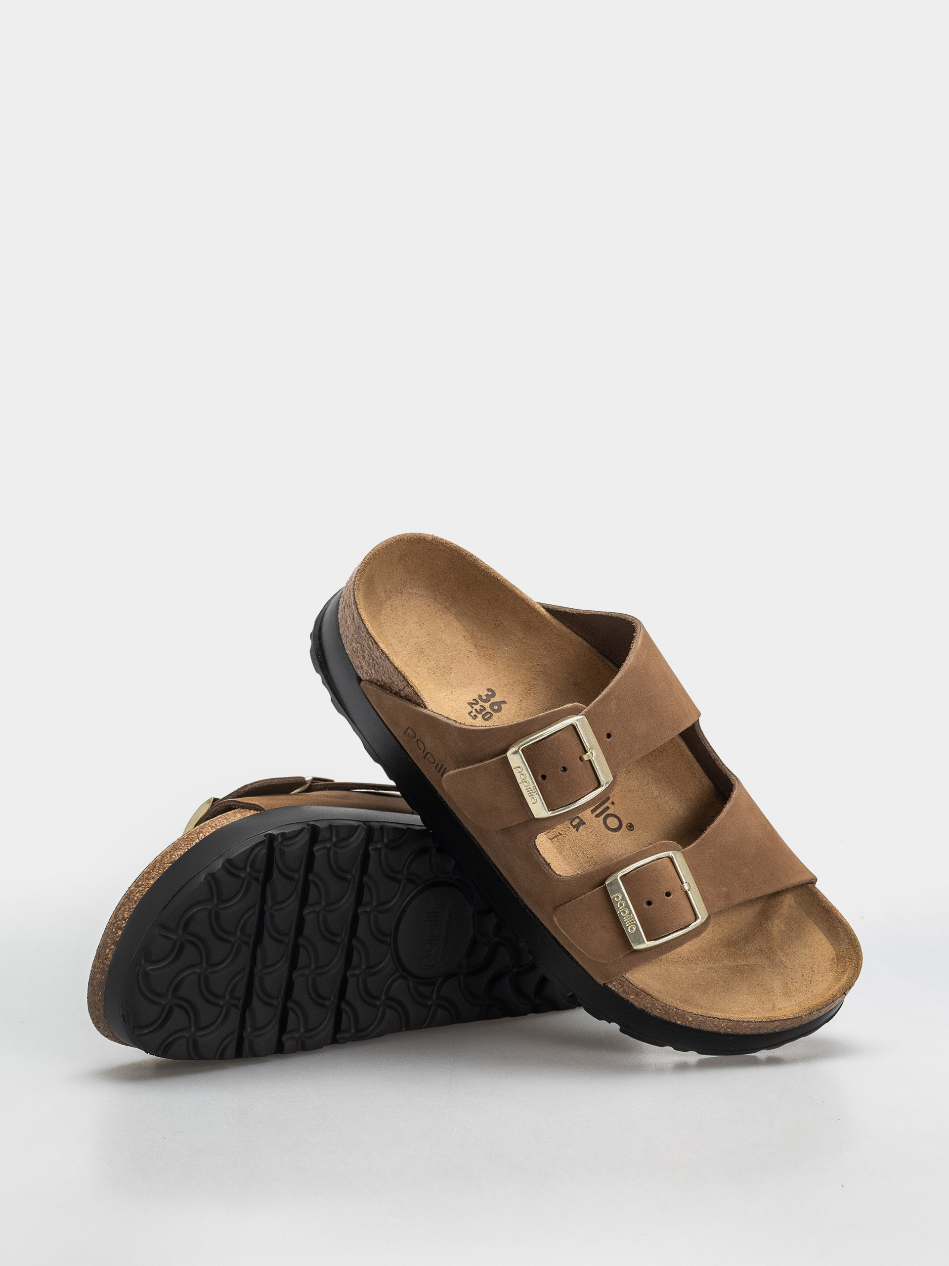 Birkenstock Arizona Flex Platform Nubuck Leather Narrow Wmn Flip-flop papucsok (dark tea)