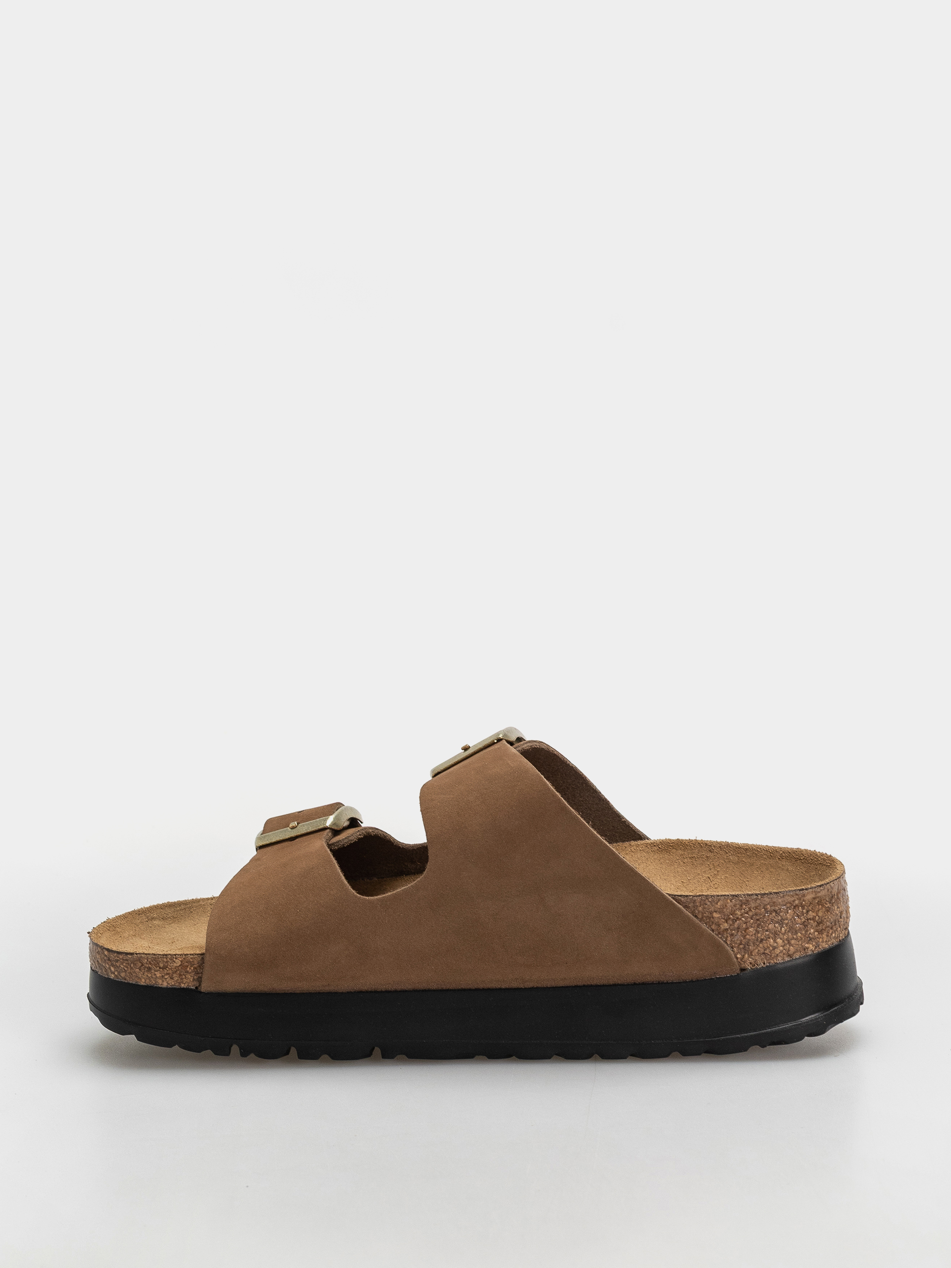 Birkenstock Arizona Flex Platform Nubuck Leather Narrow Wmn Flip-flop papucsok (dark tea)