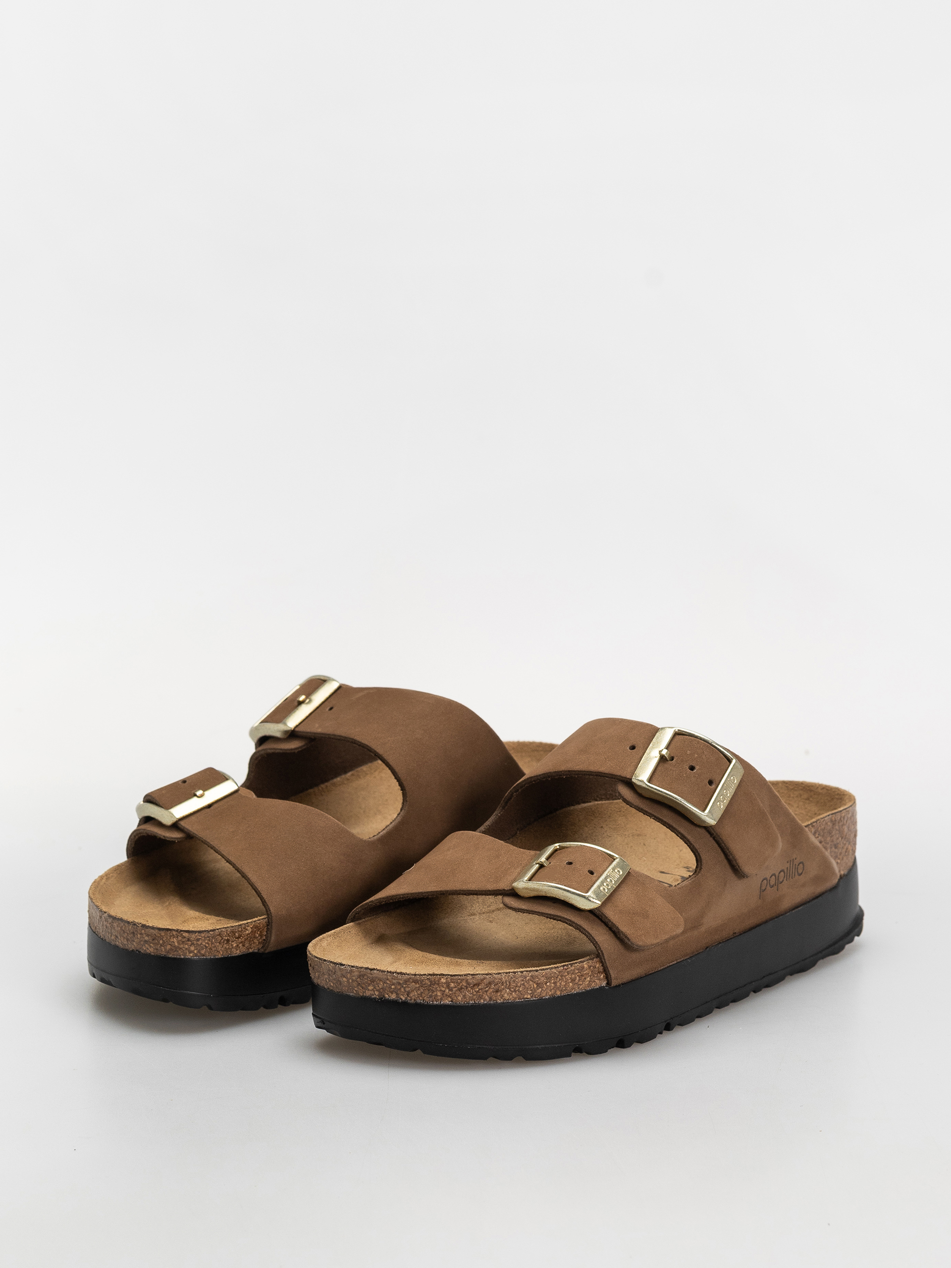 Birkenstock Arizona Flex Platform Nubuck Leather Narrow Wmn Flip-flop papucsok (dark tea)