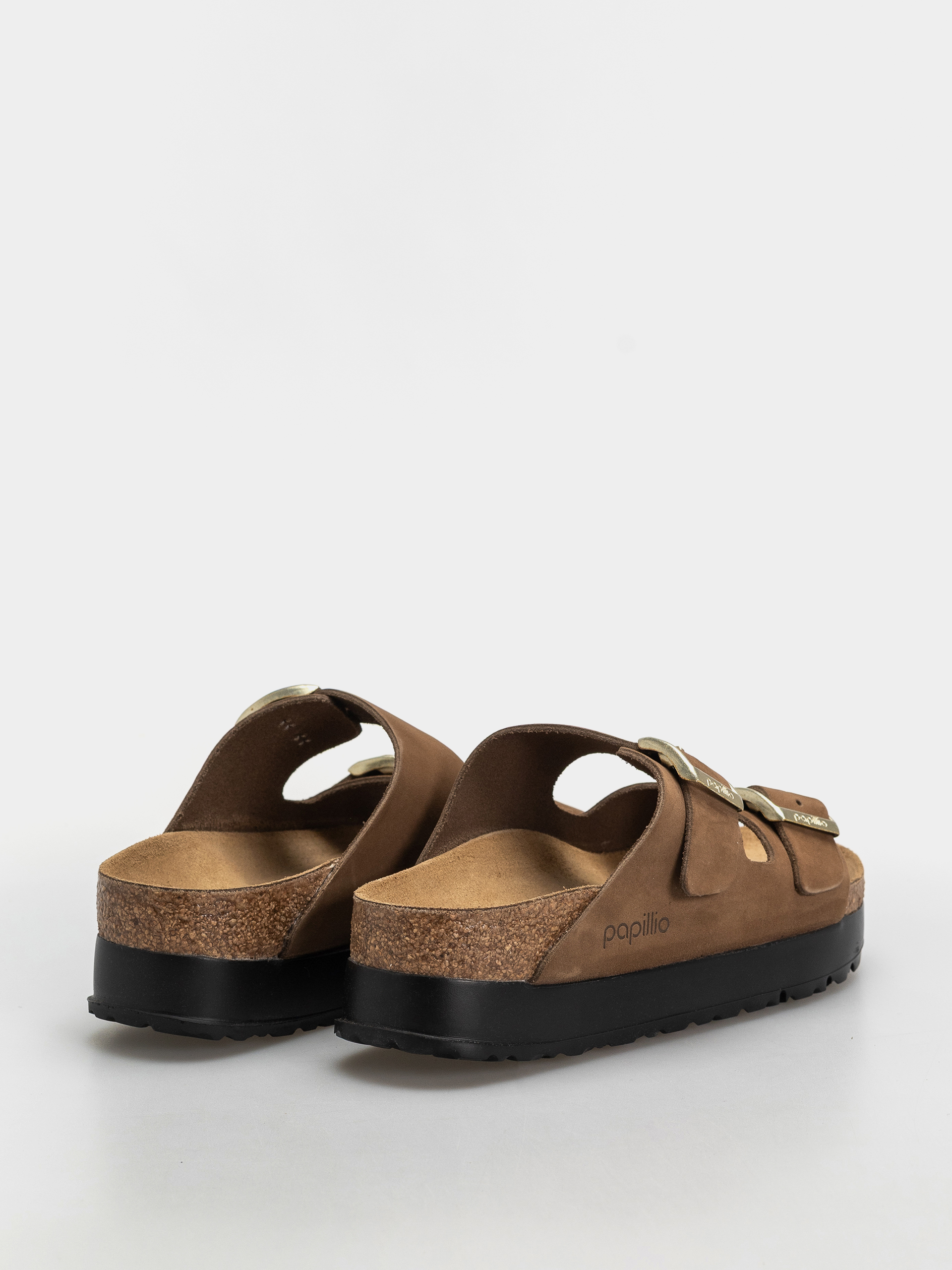 Birkenstock Arizona Flex Platform Nubuck Leather Narrow Wmn Flip-flop papucsok (dark tea)