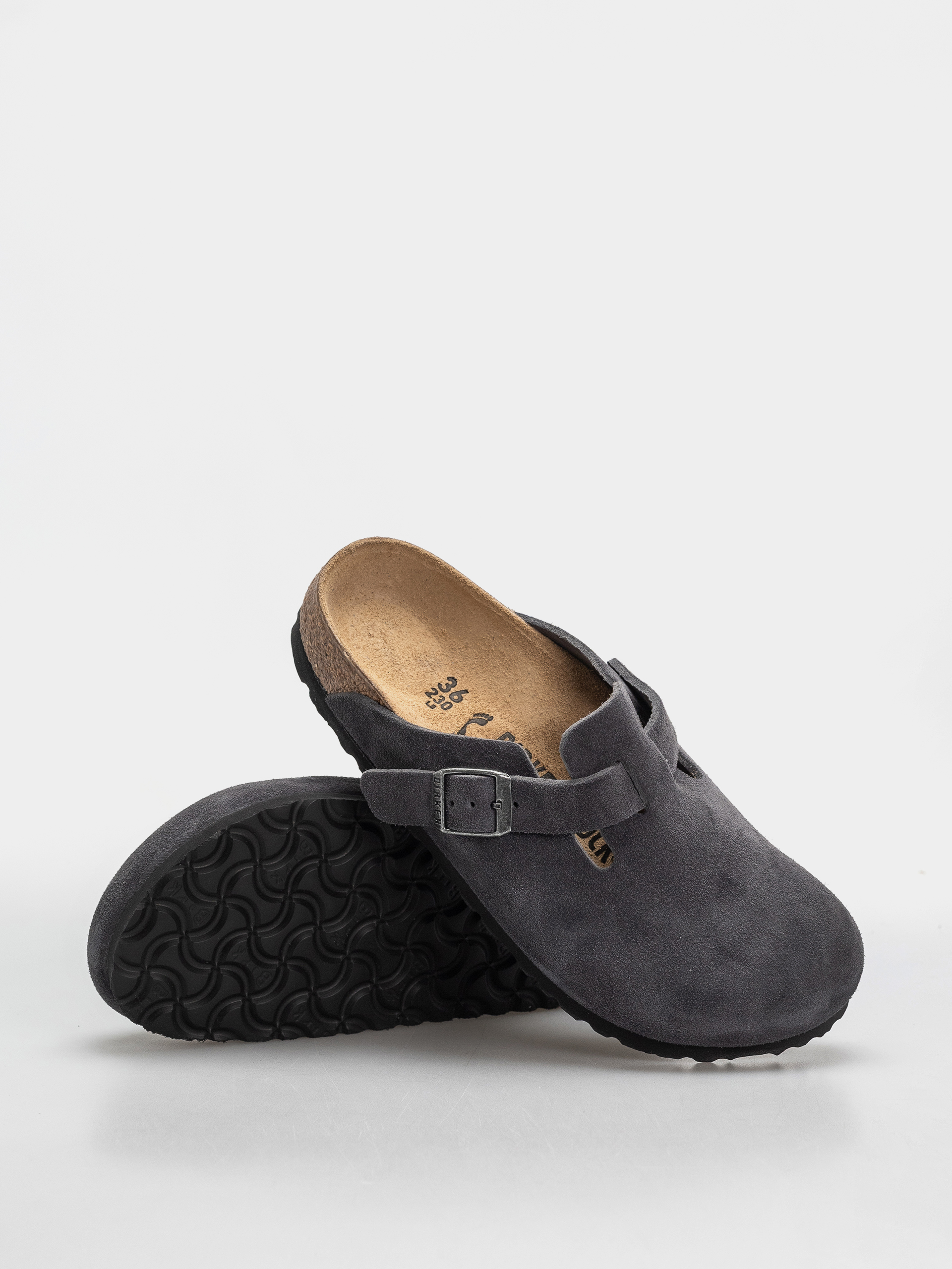 Birkenstock Boston Suede Leather Narrow Flip-flop papucsok (charcoal)