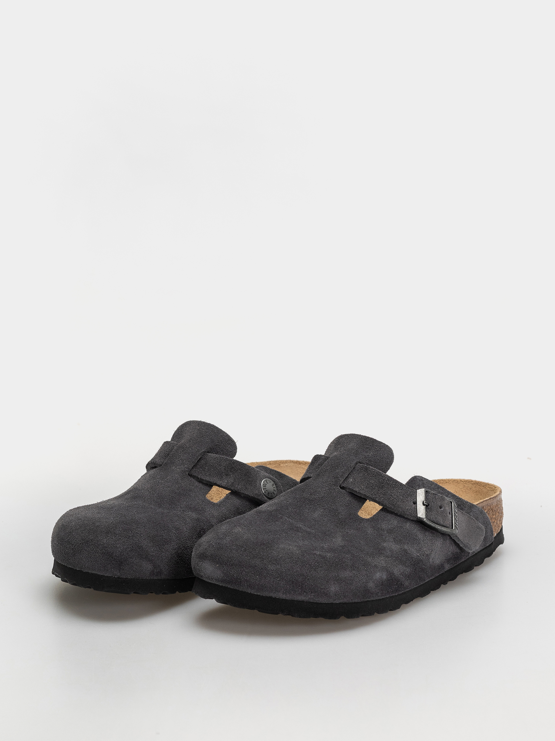 Birkenstock Boston Suede Leather Narrow Flip-flop papucsok (charcoal)