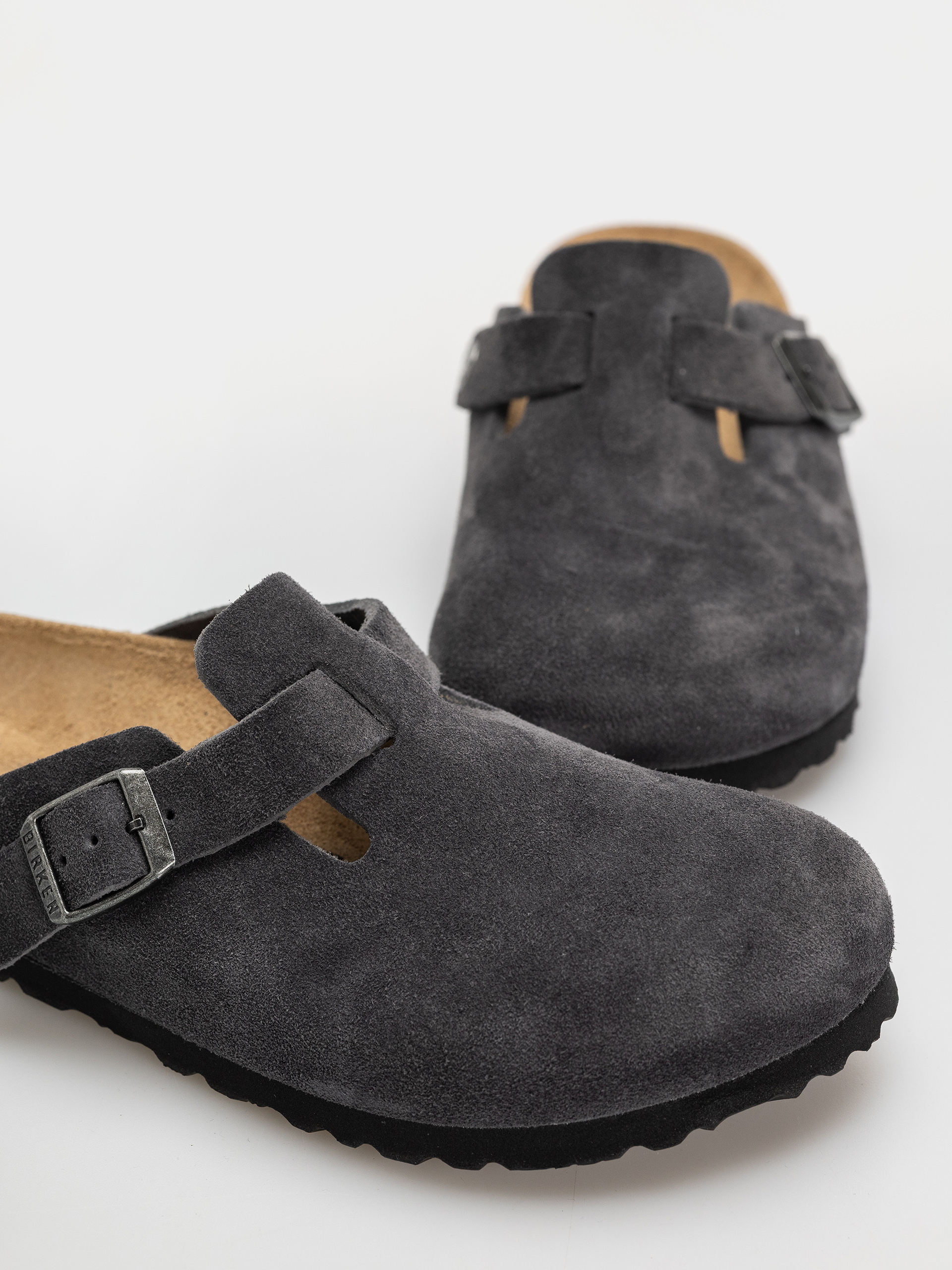 Birkenstock Boston Suede Leather Narrow Flip-flop papucsok (charcoal)